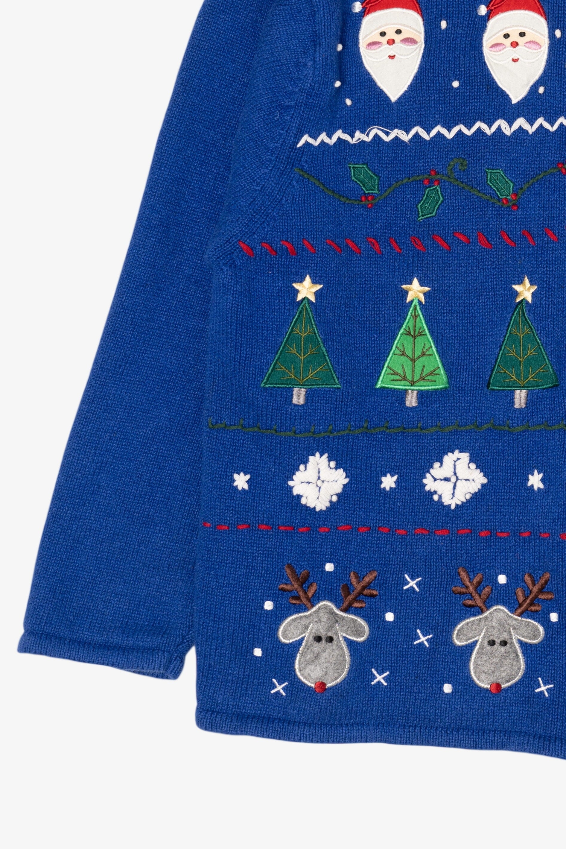 Vintage Blue Crystal Kobe Ugly Christmas Cardigan (1990s)