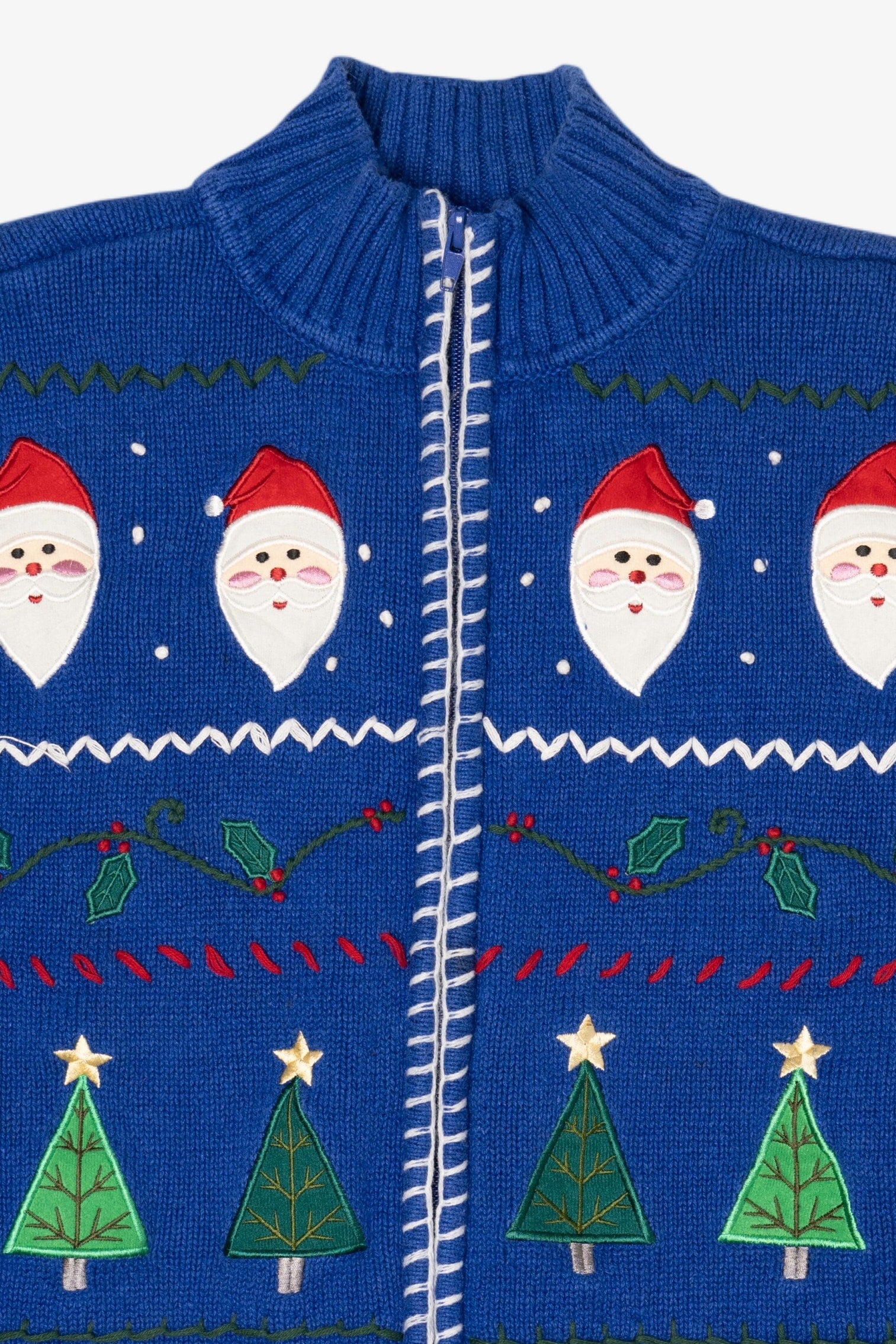 Vintage Blue Crystal Kobe Ugly Christmas Cardigan (1990s)