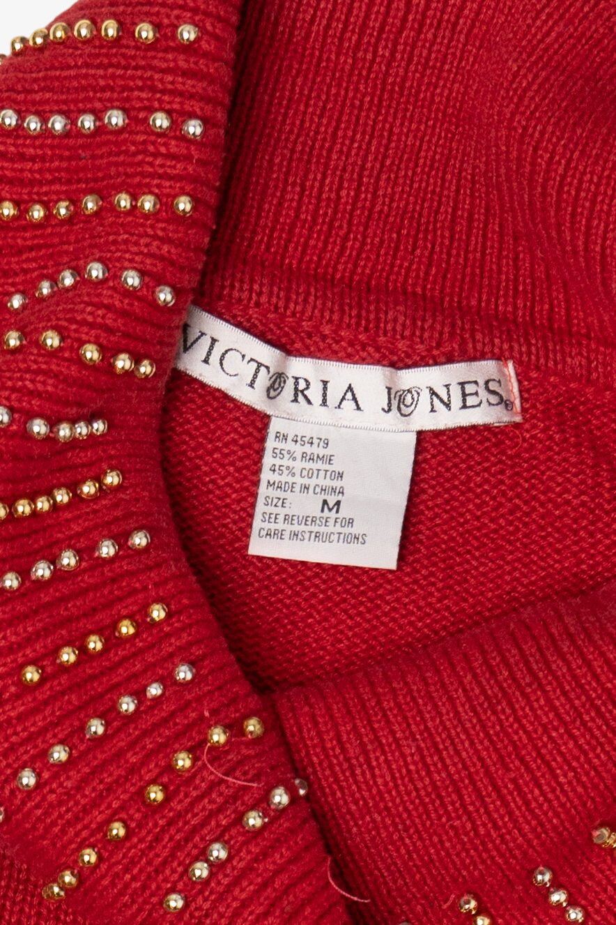 Vintage Red Victoria Jones Ugly Christmas Pullover (1990s)