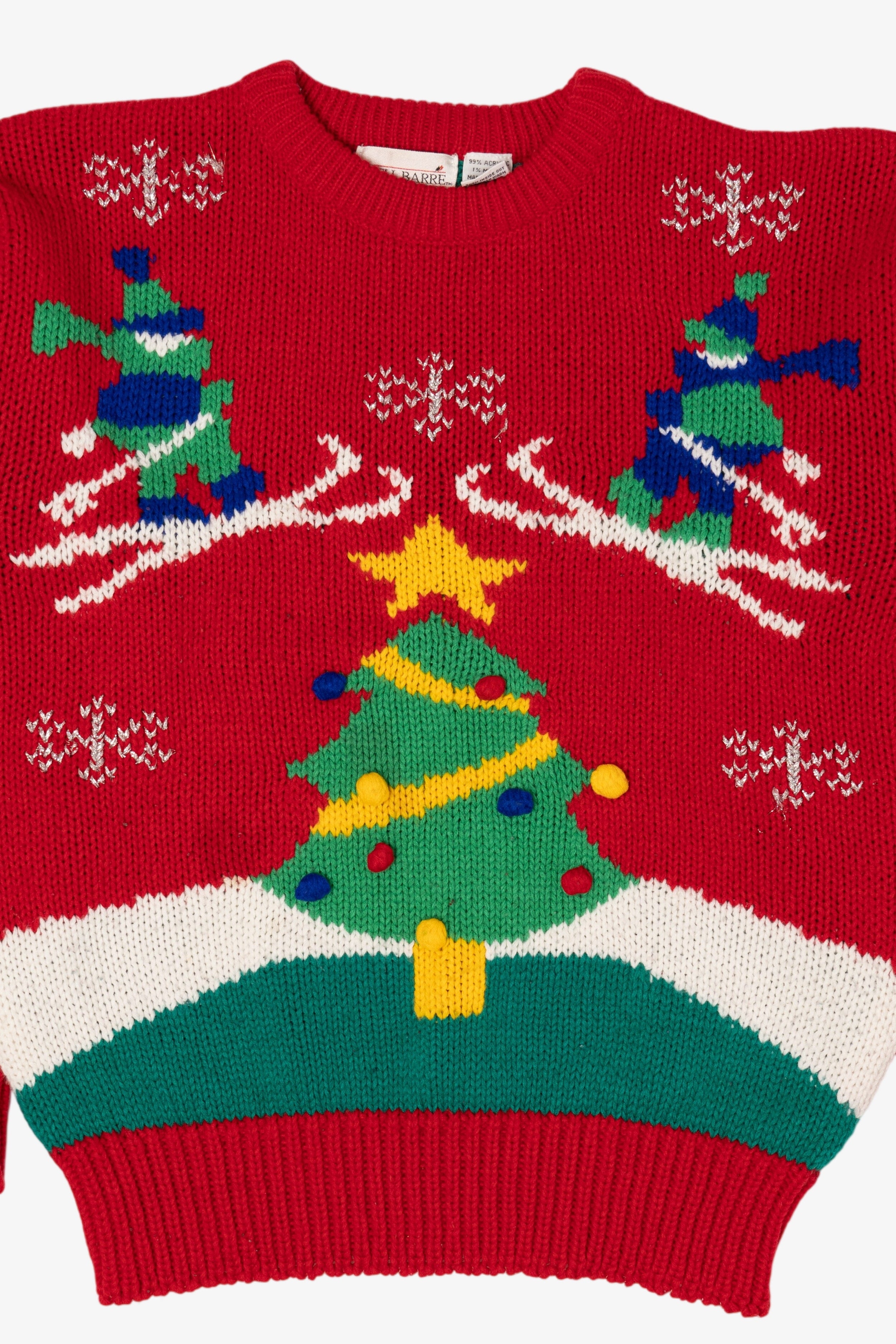 Vintage Red Adel Barre Skiing Ugly Christmas Sweater (1990s)