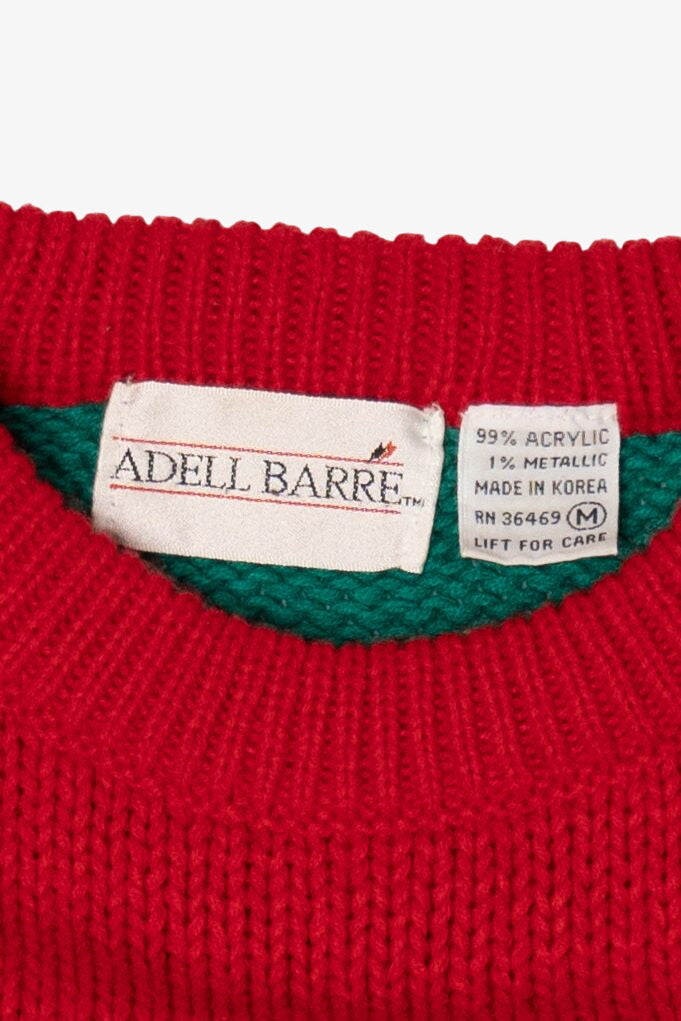 Vintage Red Adel Barre Skiing Ugly Christmas Sweater (1990s)