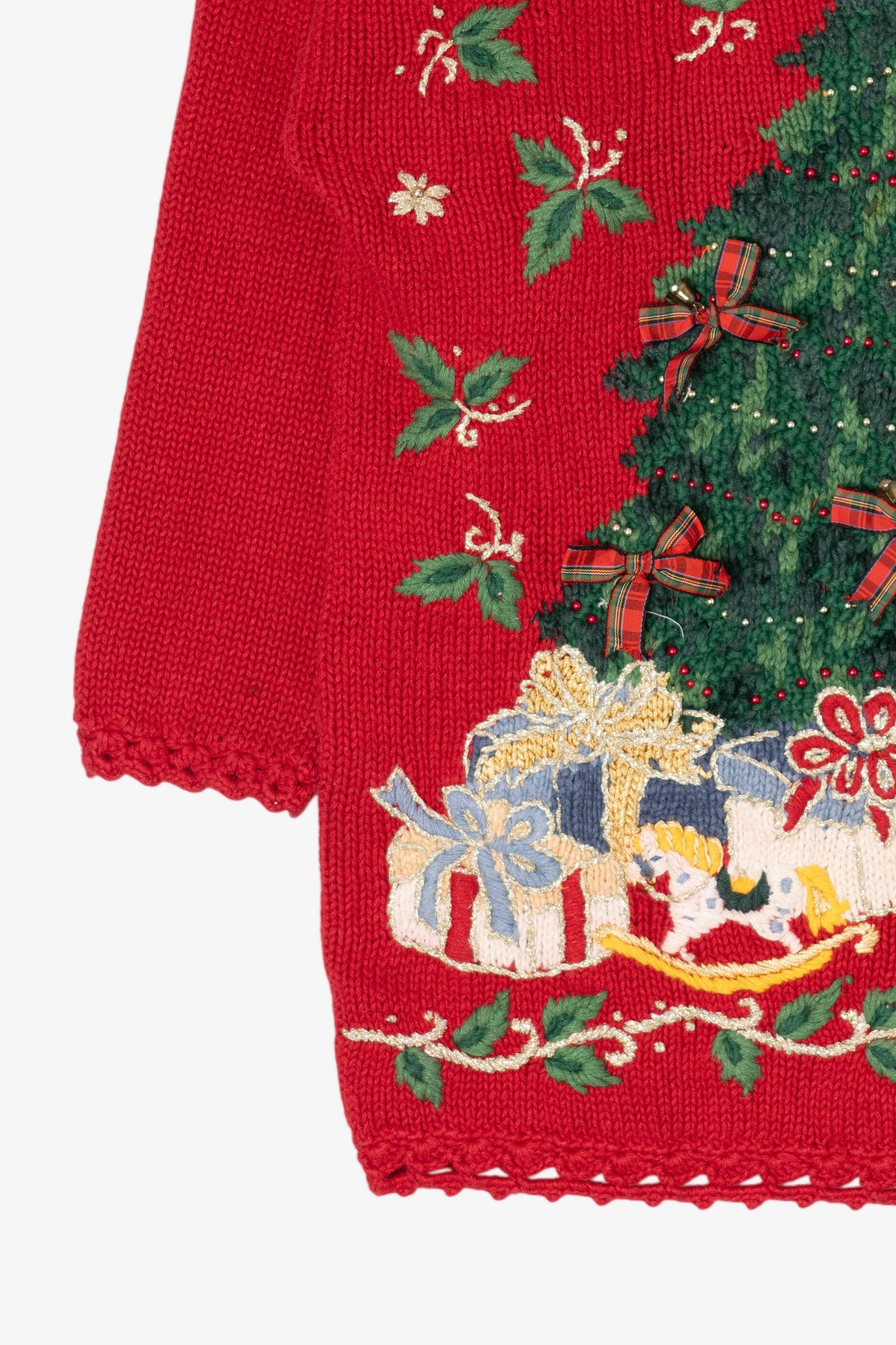 Vintage Red Kim Rogers Tree Ugly Christmas Pullover (1990s)