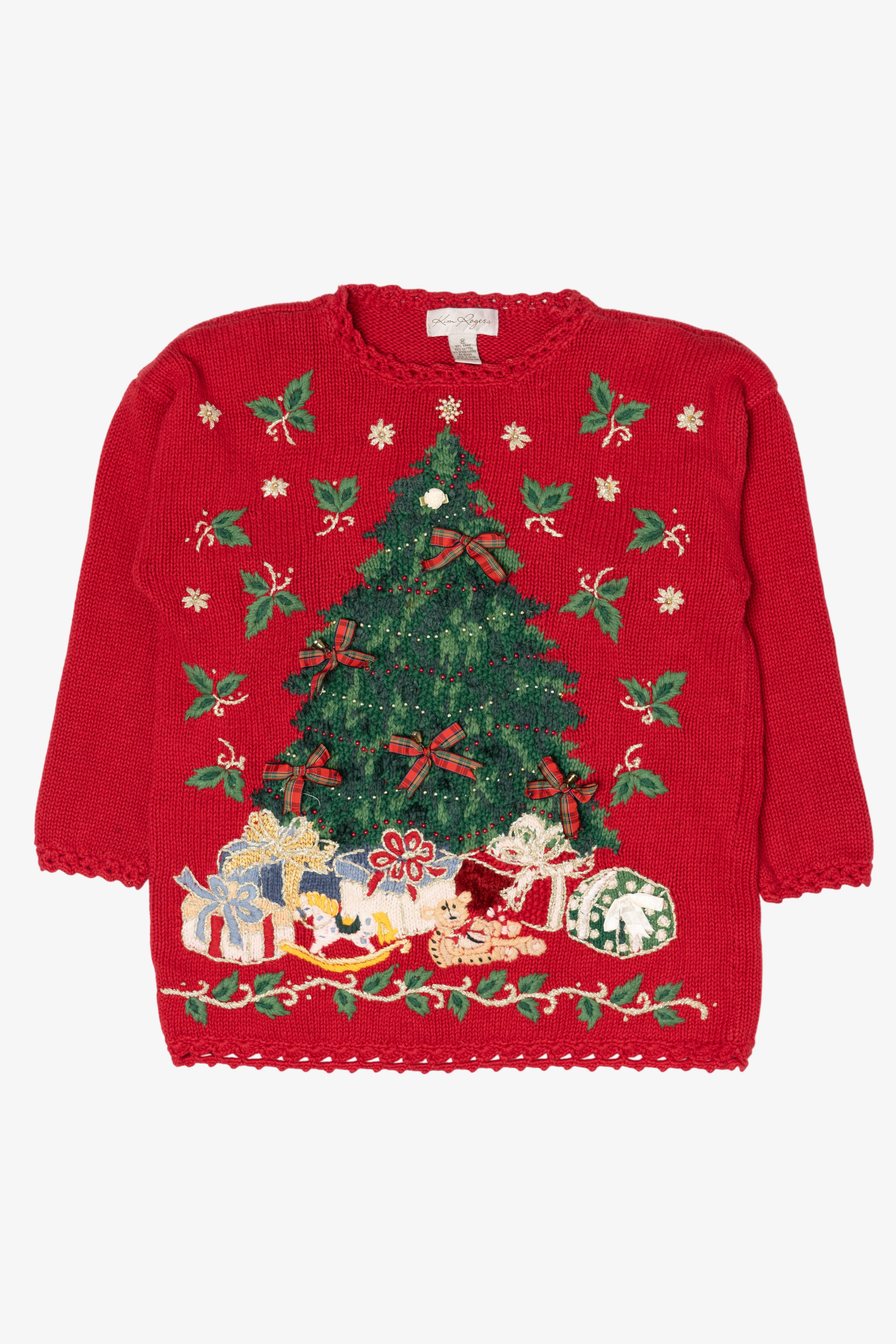 Vintage Red Kim Rogers Tree Ugly Christmas Pullover (1990s)
