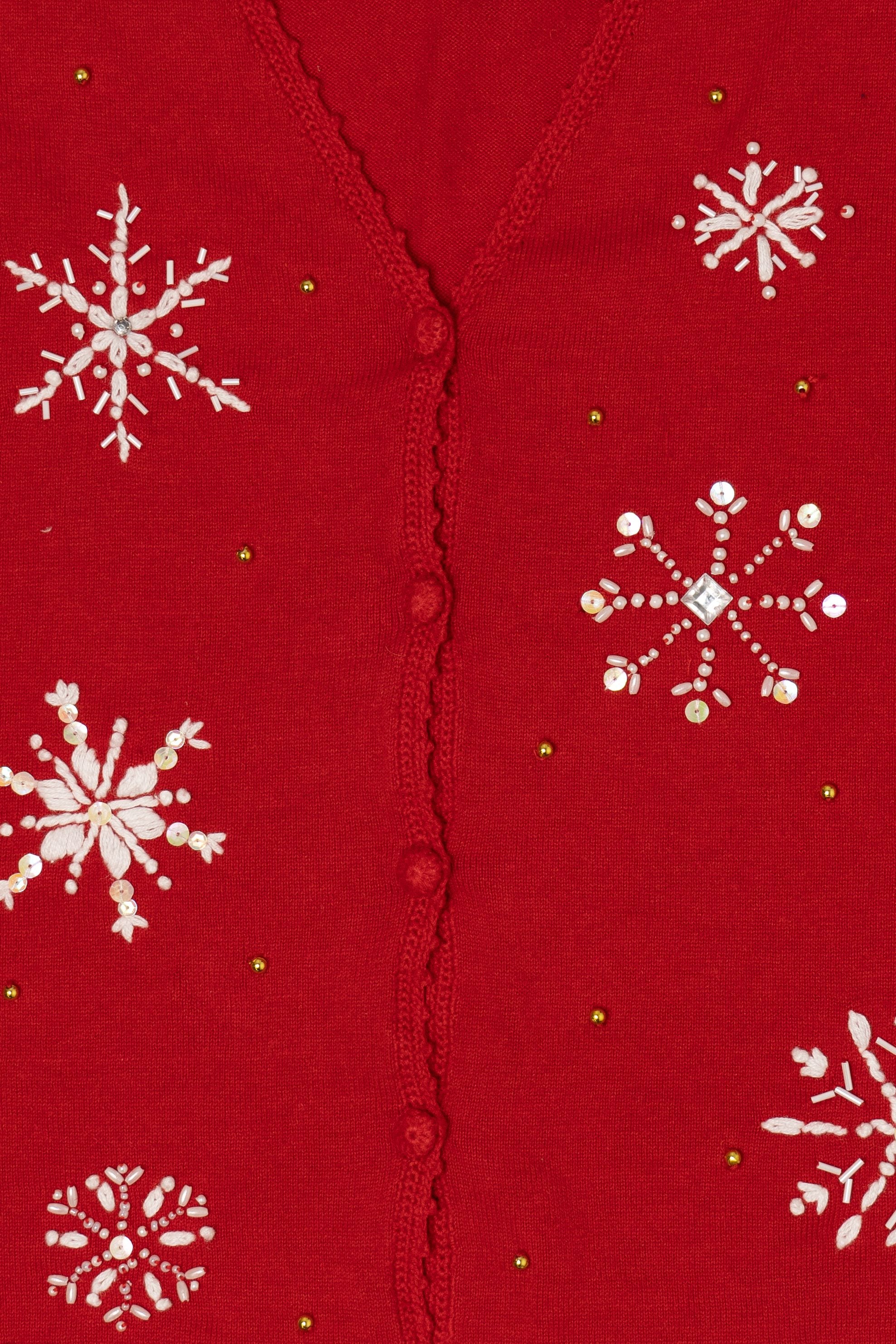 Vintage Red Studio Joy Snowflakes Ugly Christmas Vest (1990s)