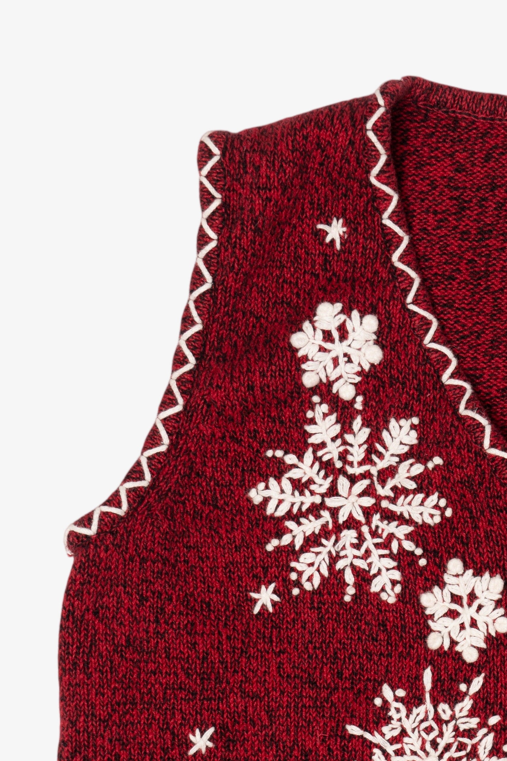 Vintage Red Mercer Street Studio Snowflakes Ugly Christmas Vest (1990s)