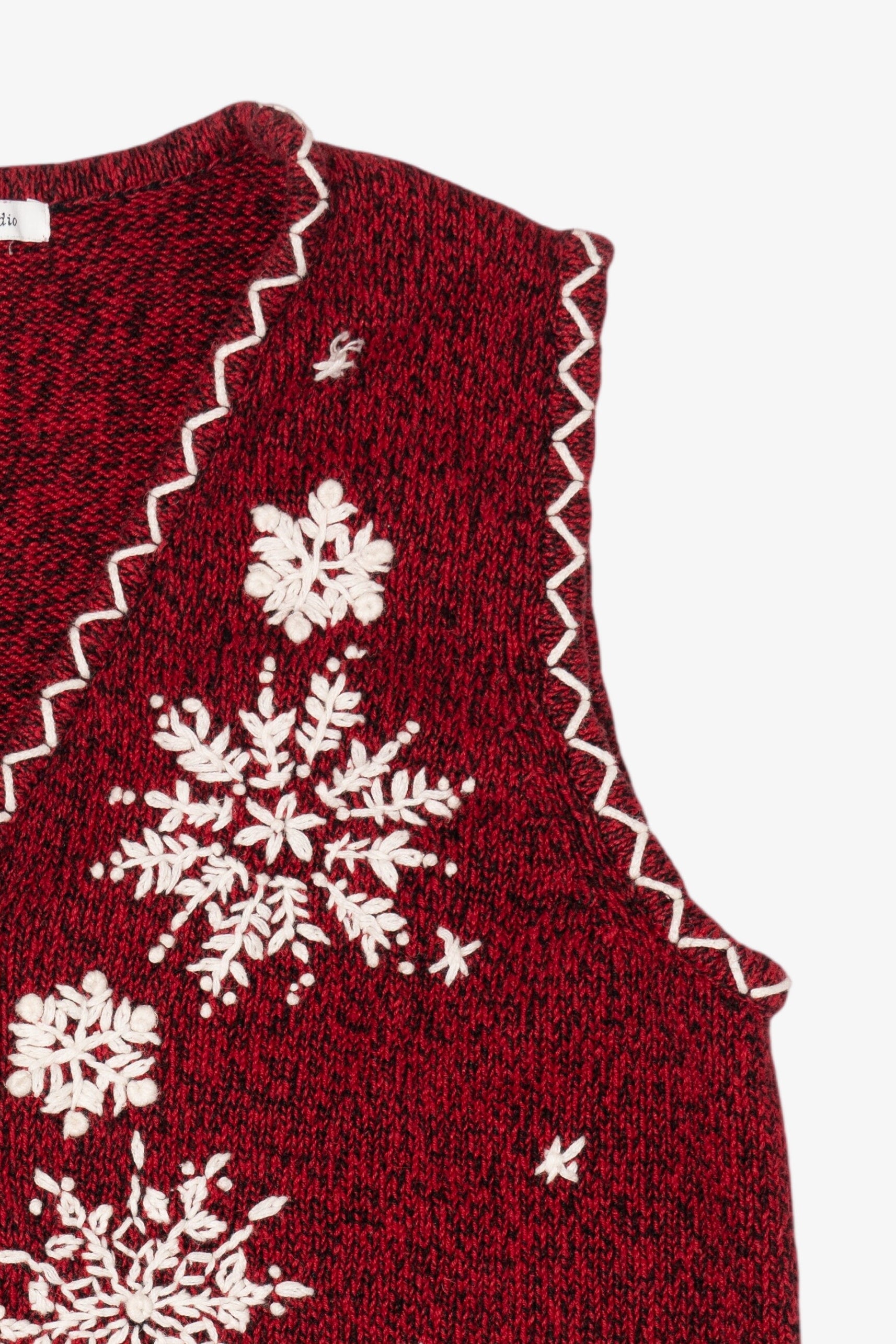 Vintage Red Mercer Street Studio Snowflakes Ugly Christmas Vest (1990s)