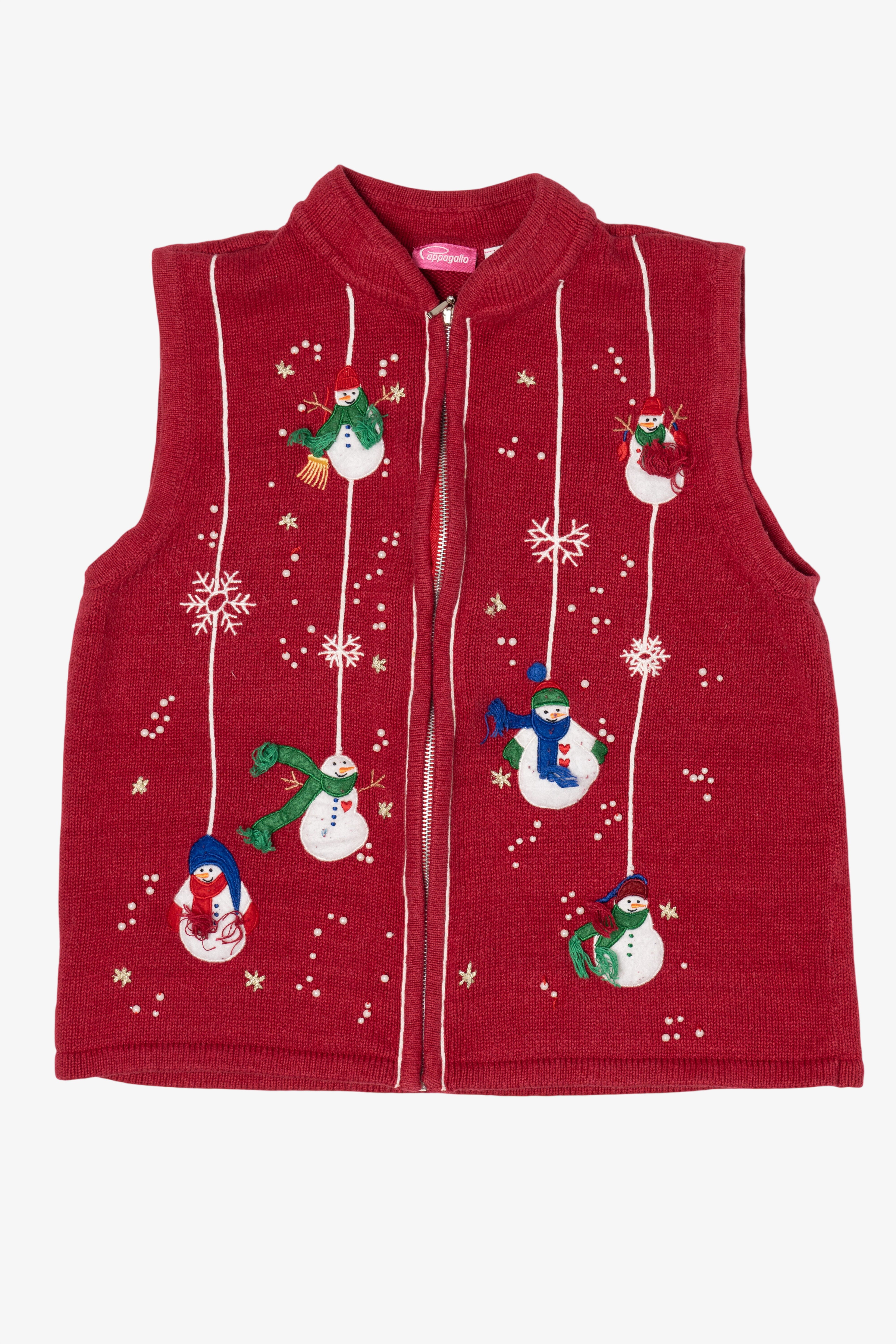 Vintage Red Cappagallo Snowmen Ugly Christmas Vest (1990s)