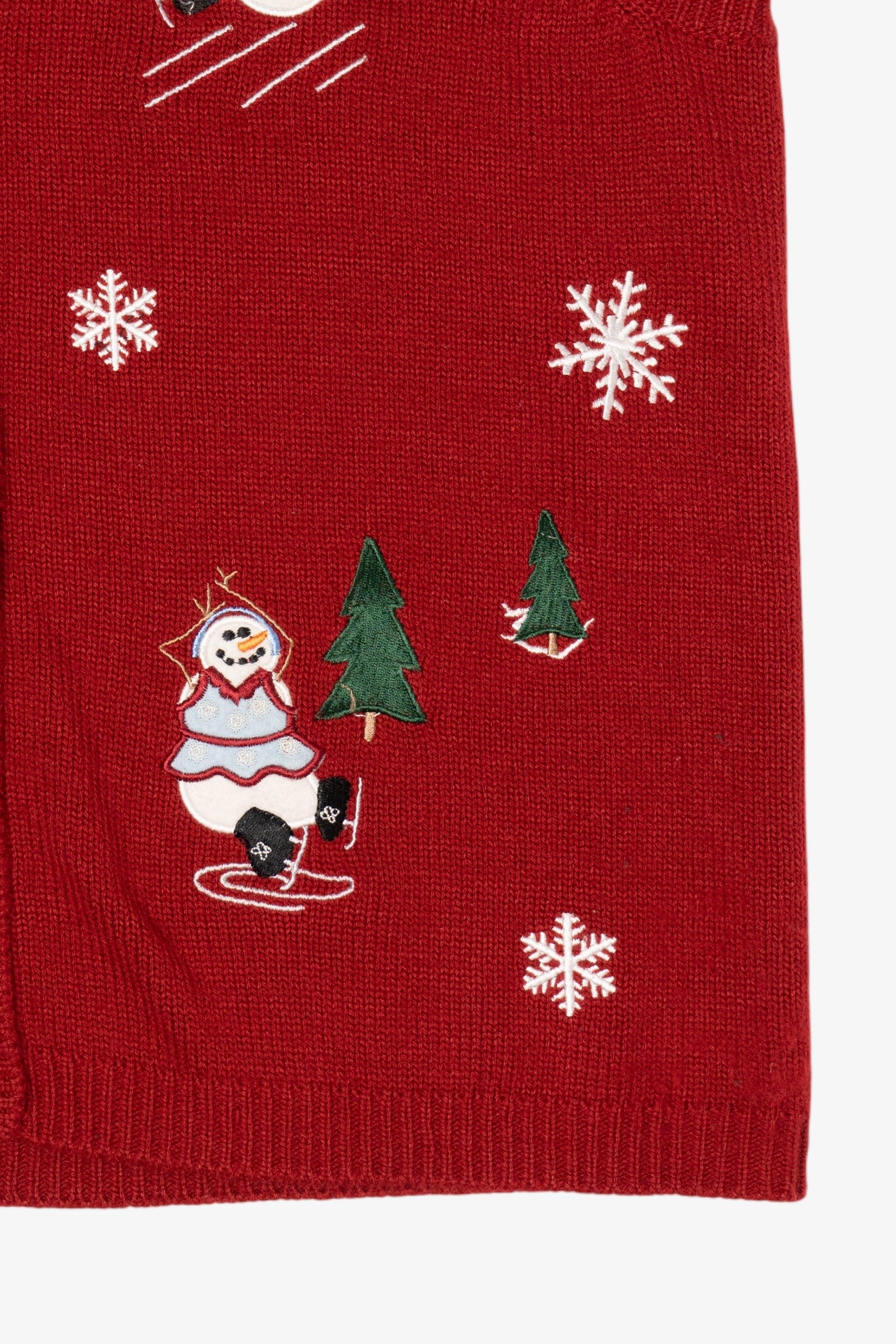 Vintage Red Holiday Joy Snowmen Ugly Christmas Vest (1990s)