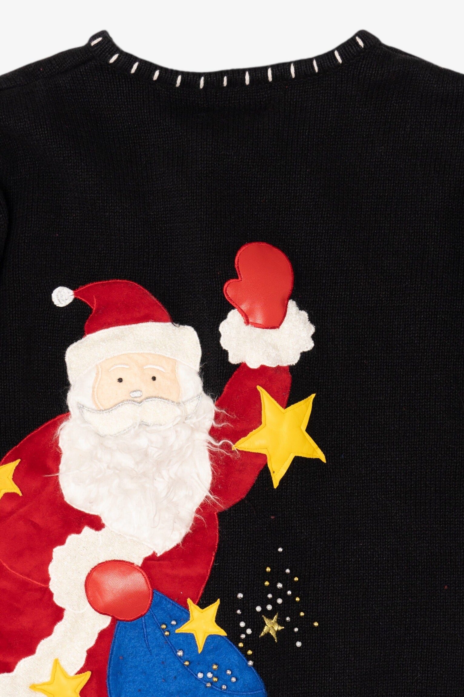 Vintage Black Studio Joy Santa Ugly Christmas Cardigan (1990s)