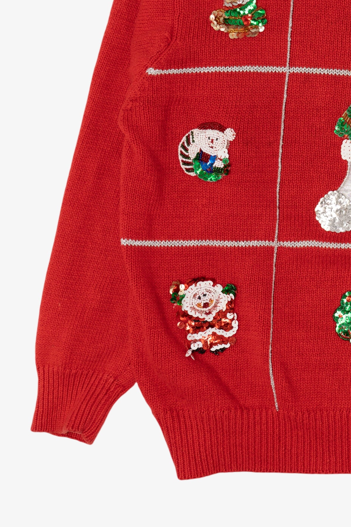 Vintage Red Work in Progress Ugly Christmas Pullover (1990s)