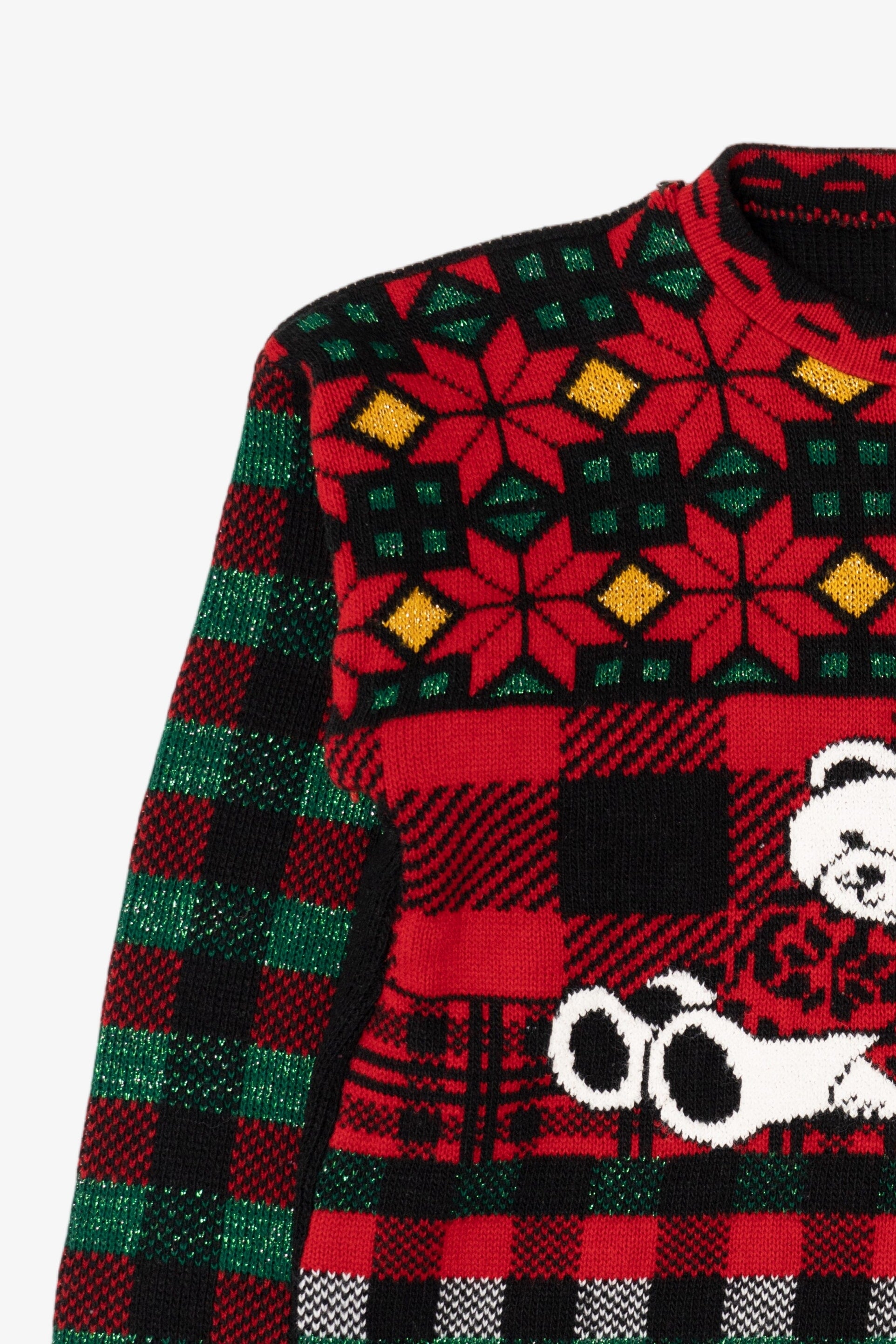Vintage Black Holiday Time Teddy Bears Ugly Christmas Sweater (1990s)