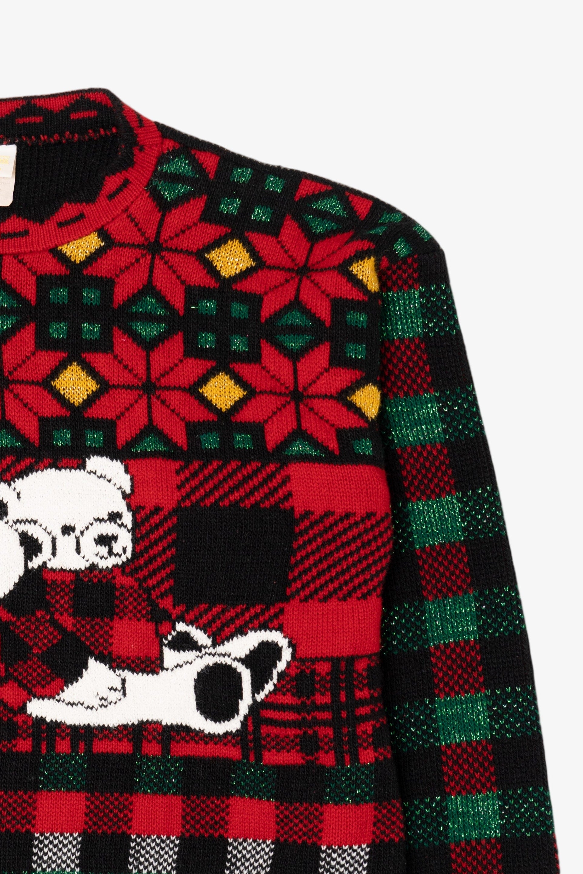 Vintage Black Holiday Time Teddy Bears Ugly Christmas Sweater (1990s)