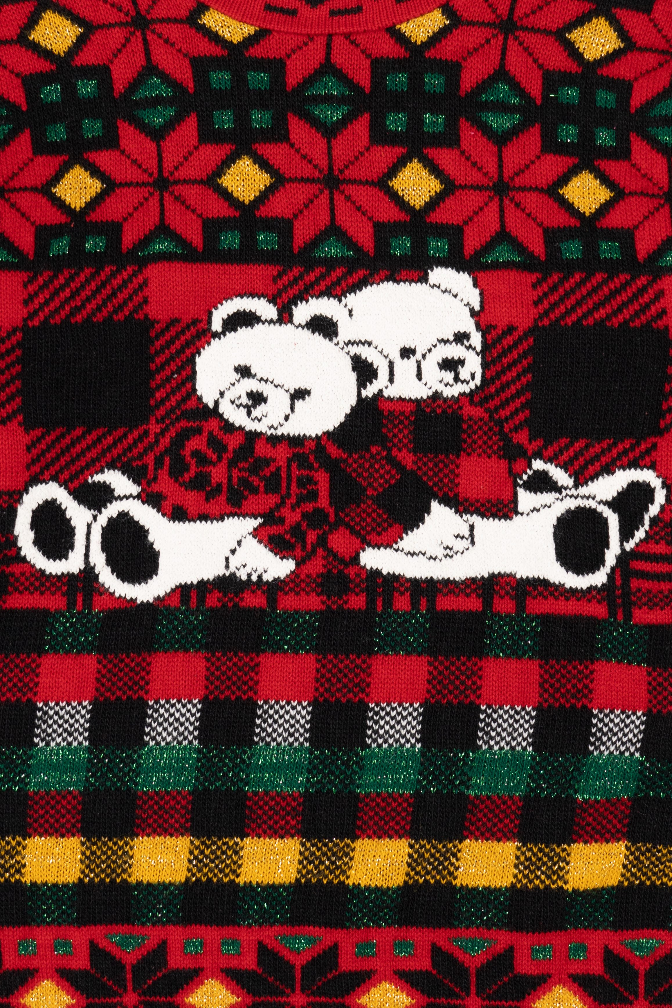 Vintage Black Holiday Time Teddy Bears Ugly Christmas Sweater (1990s)