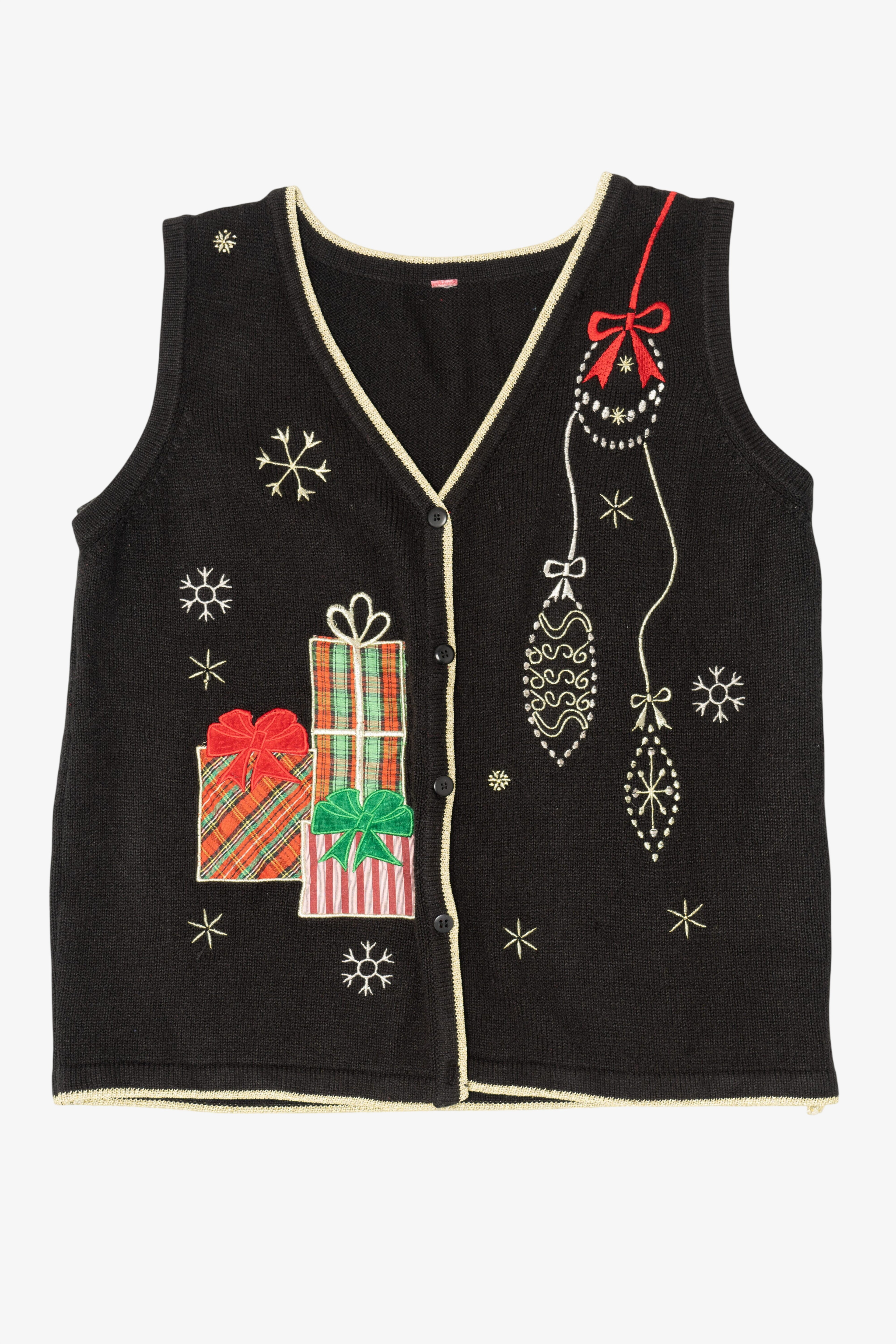 Vintage Black Ornaments Ugly Christmas Vest (1990s)