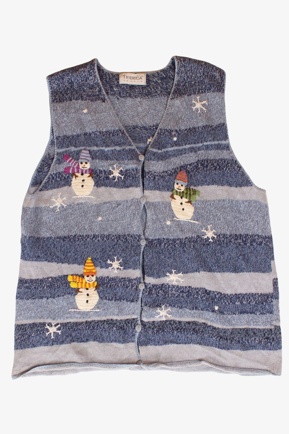 Vintage Blue Snowmen Ugly Christmas Vest (2000s)