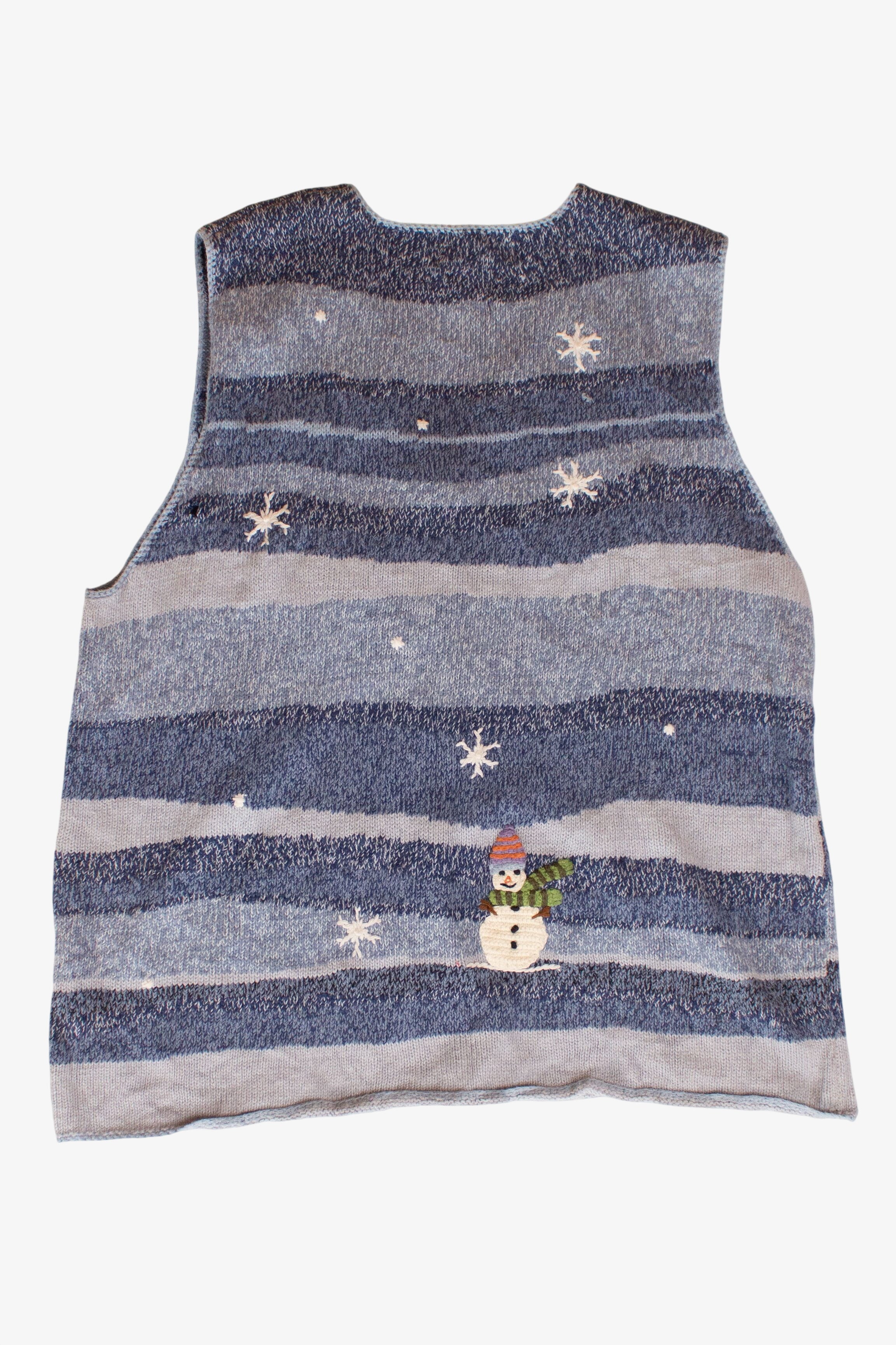 Vintage Blue Snowmen Ugly Christmas Vest (2000s)