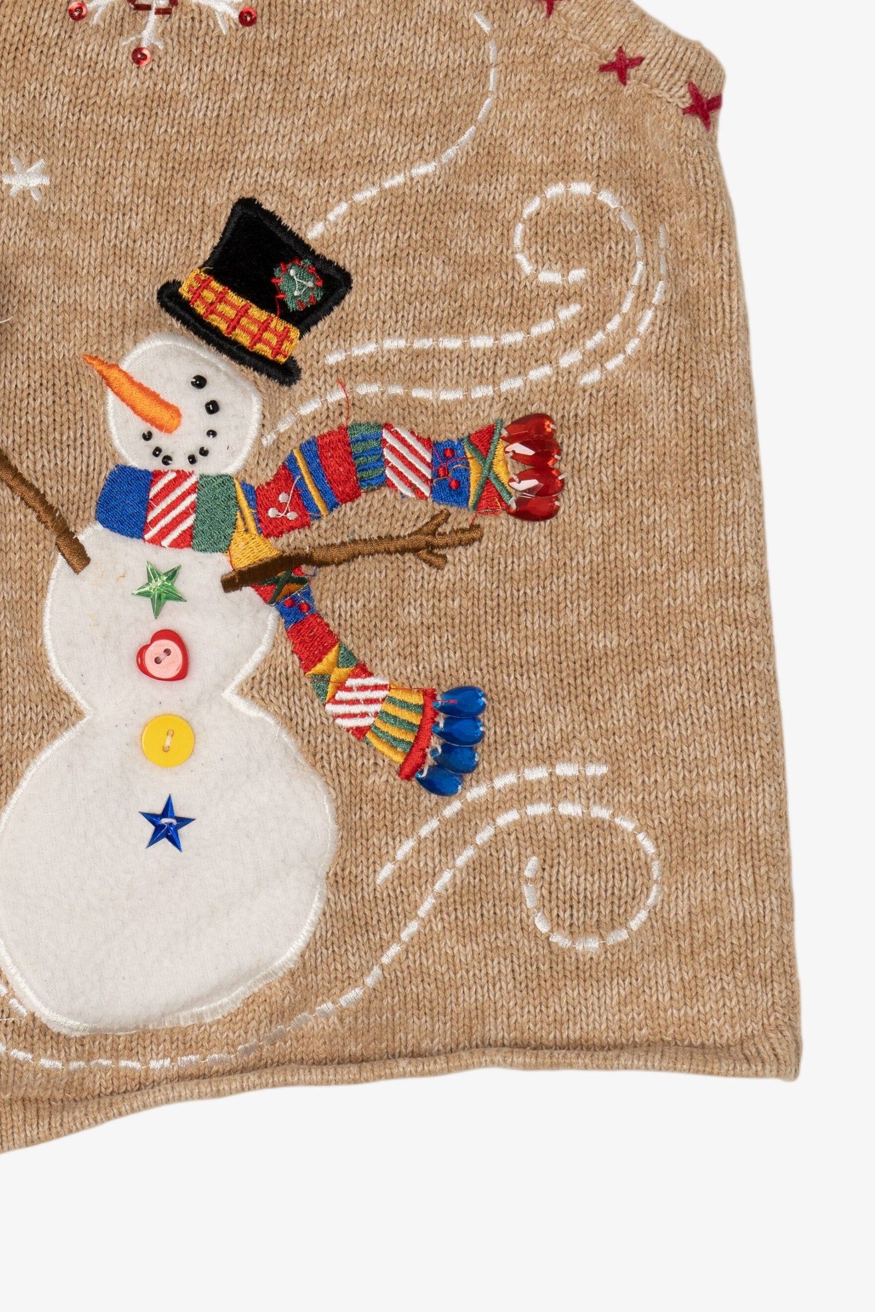 Vintage Beige Kim Rogers Snowmen Ugly Christmas Vest (1990s)