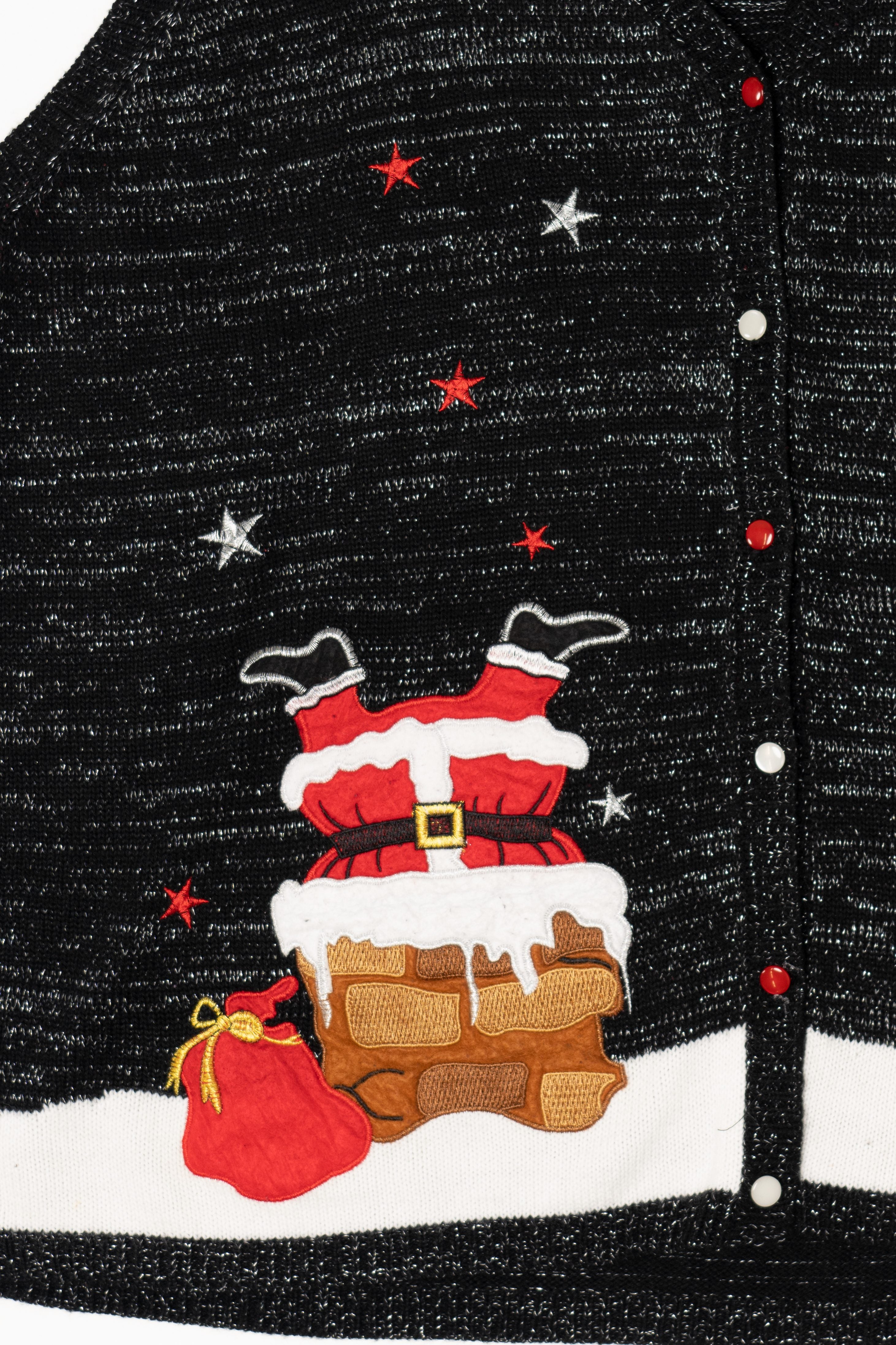 Vintage Black Holiday Time Santa Ugly Christmas Vest (2000s)