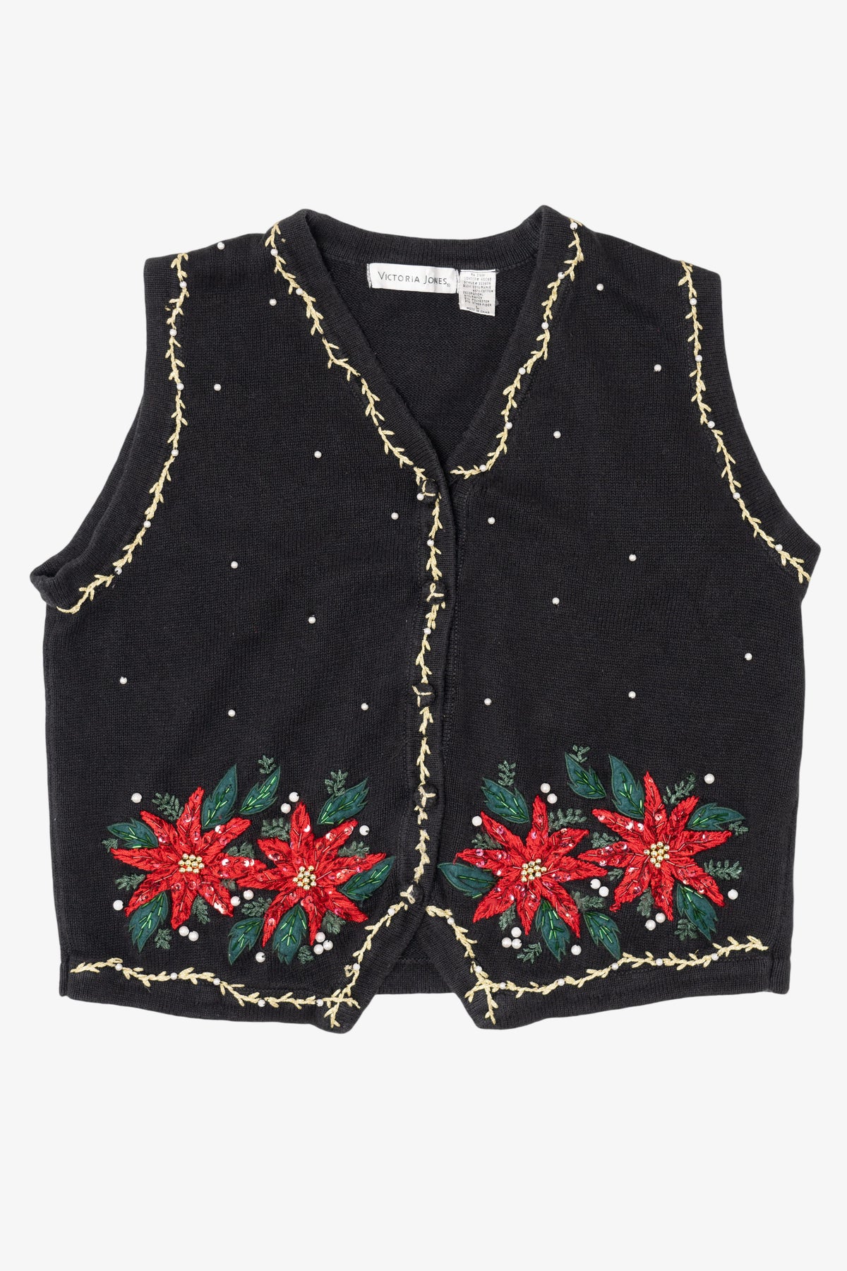 Vintage Black Victoria Jones Ugly Christmas Vest (1990s)