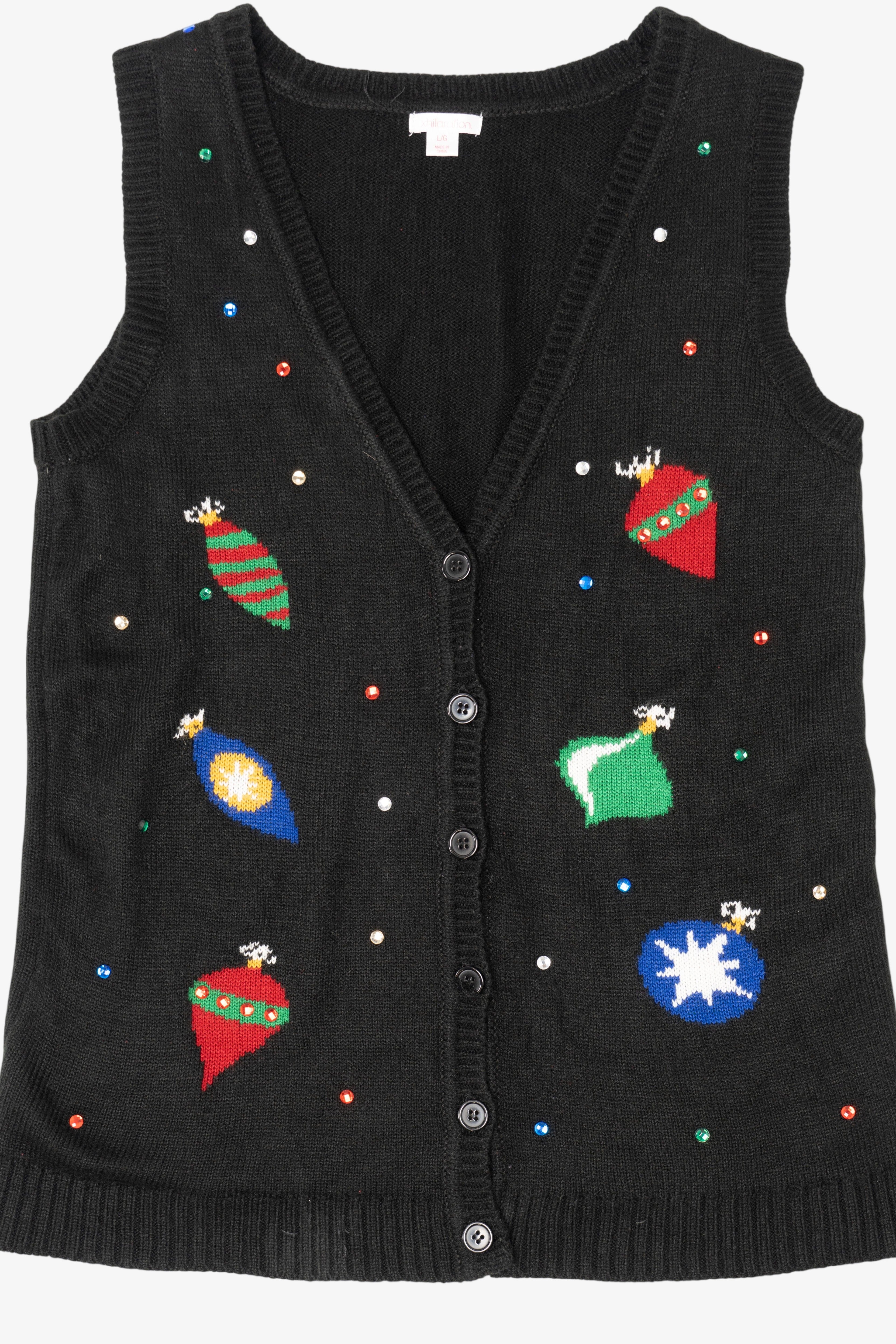 Vintage Black Xhilaration Ornaments Ugly Christmas Vest (1990s)