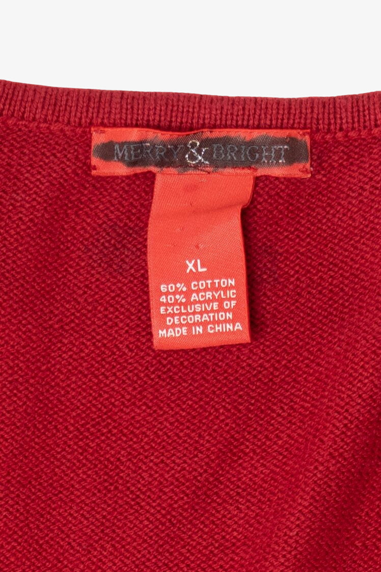 Vintage Red Merry & Bright Ugly Christmas Vest (2000s)