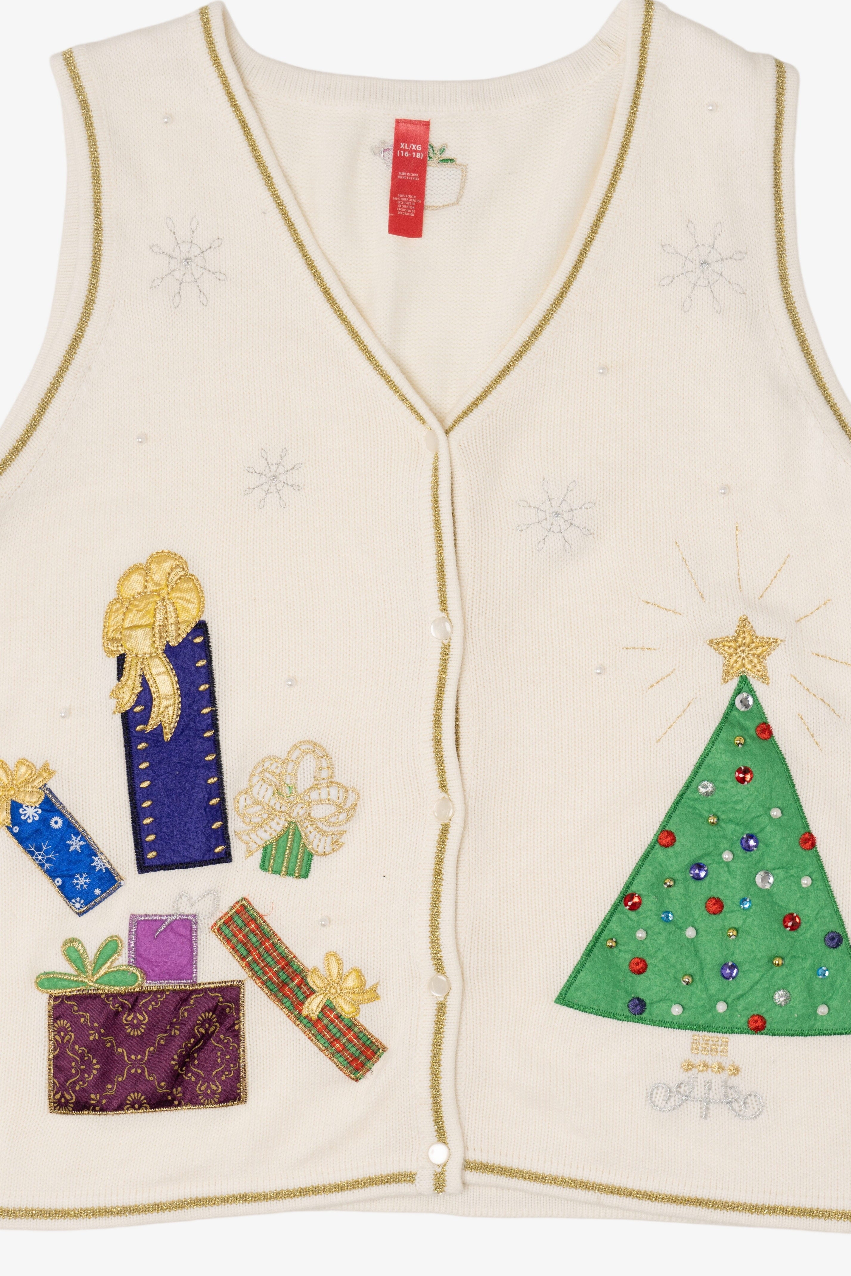 Vintage White Presents Ugly Christmas Vest (2000s)