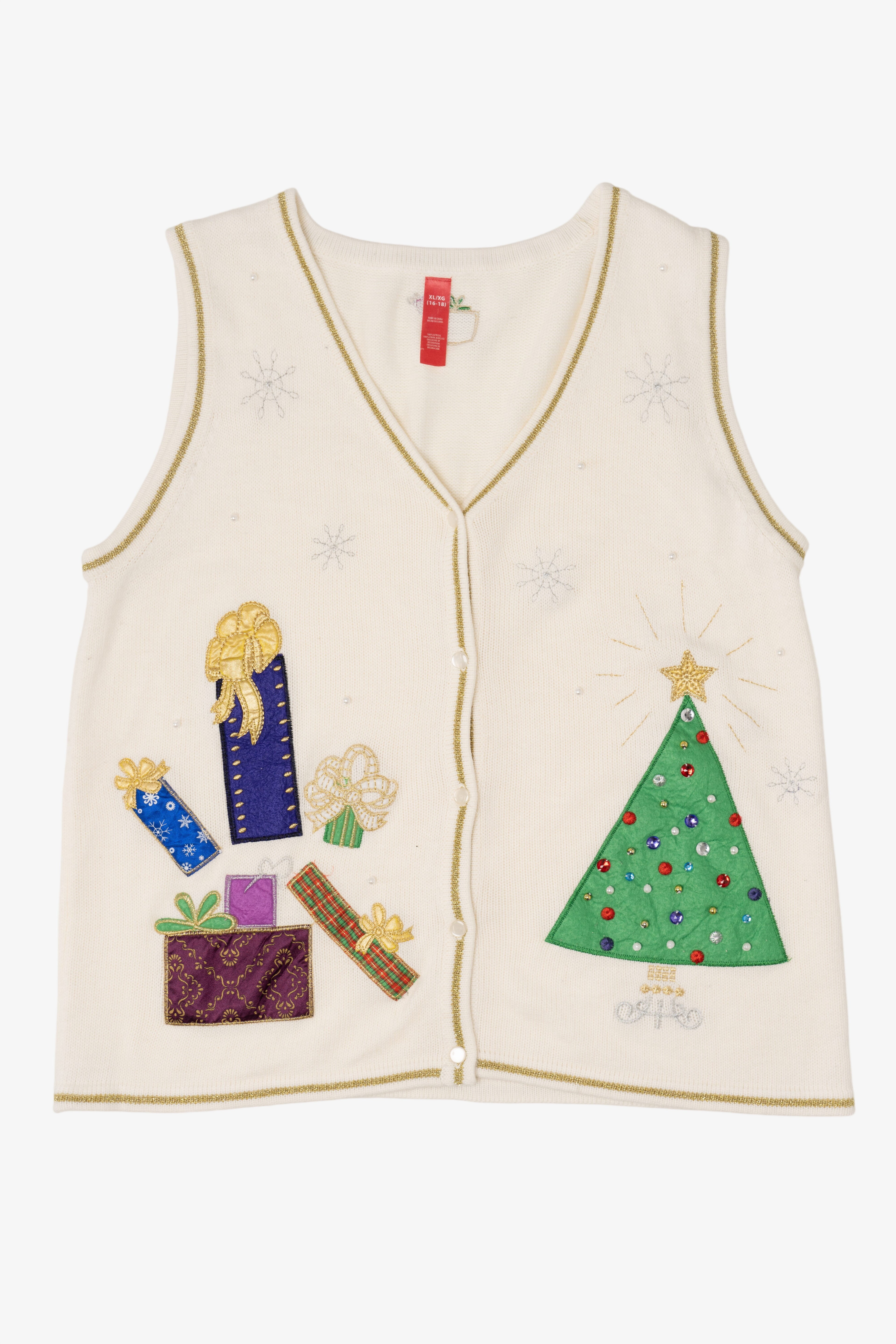 Vintage White Presents Ugly Christmas Vest (2000s)