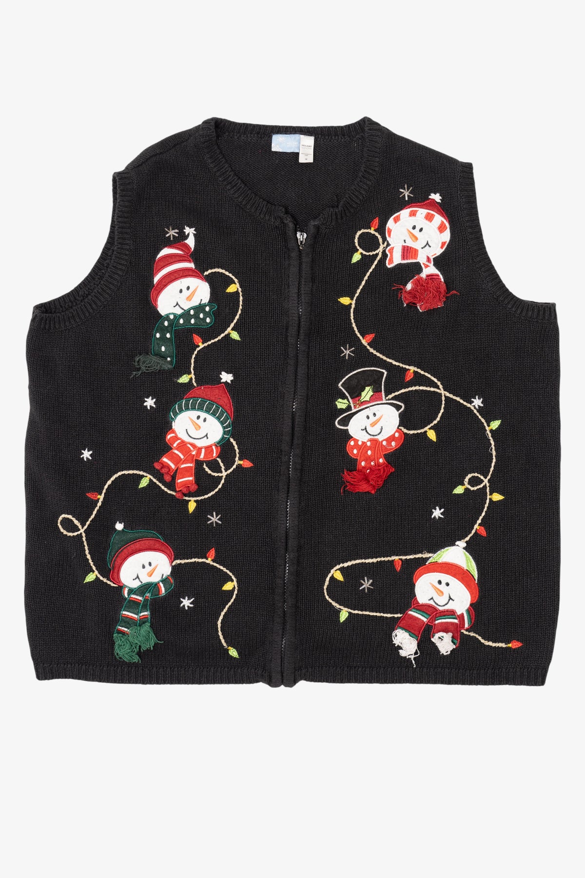Vintage Black Holiday Editions Snowmen Ugly Christmas Vest (2000s)