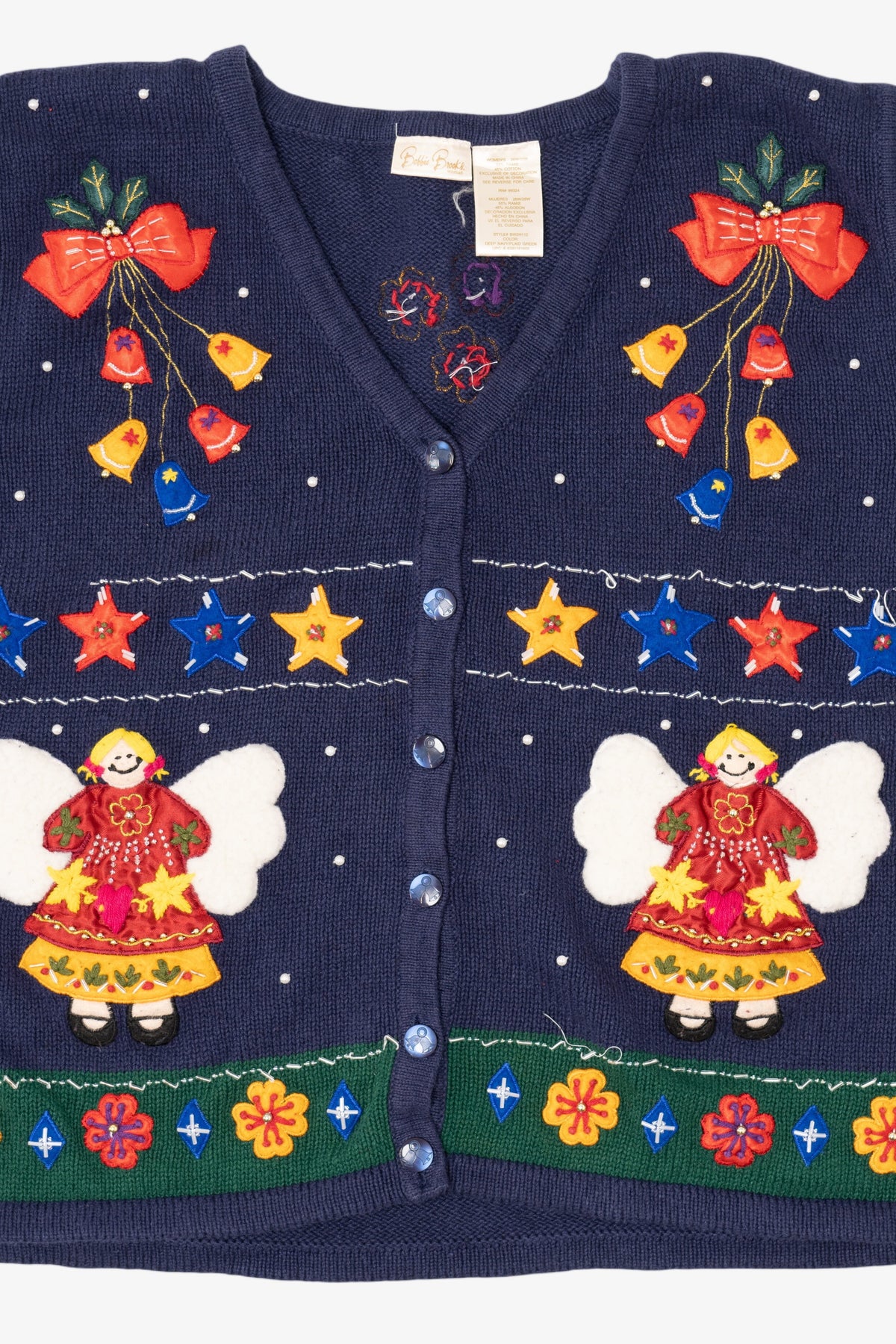 Vintage Blue Bobbie Brooks Angels Ugly Christmas Vest (1990s)