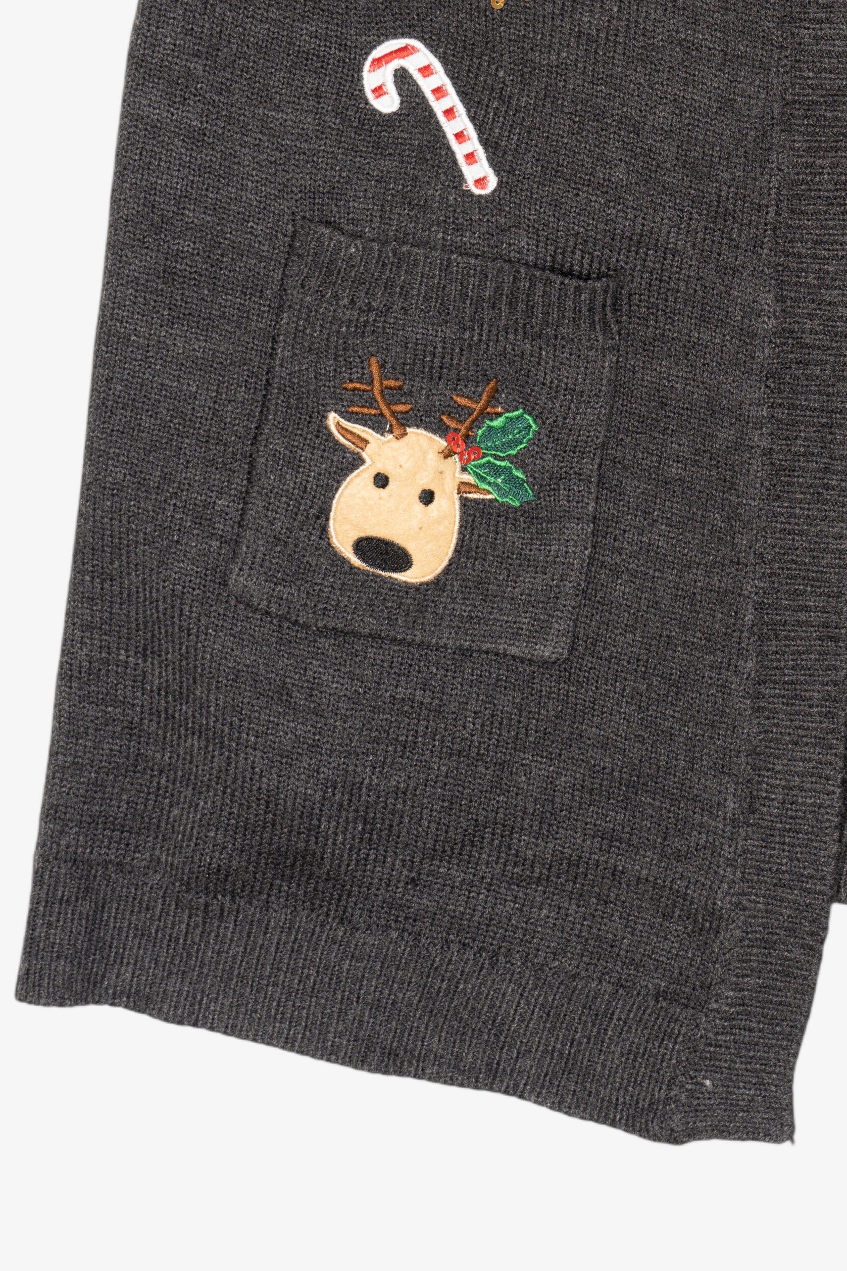 Vintage Dark Gray Holiday Time Candy Canes Christmas Vest (2000s)