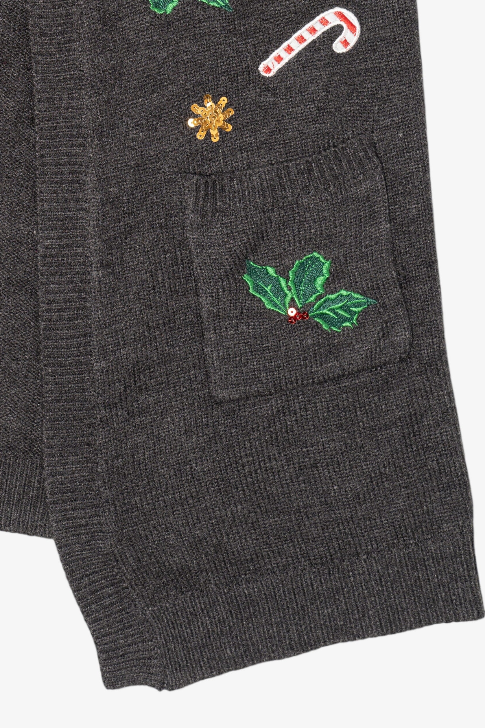 Vintage Dark Gray Holiday Time Candy Canes Christmas Vest (2000s)