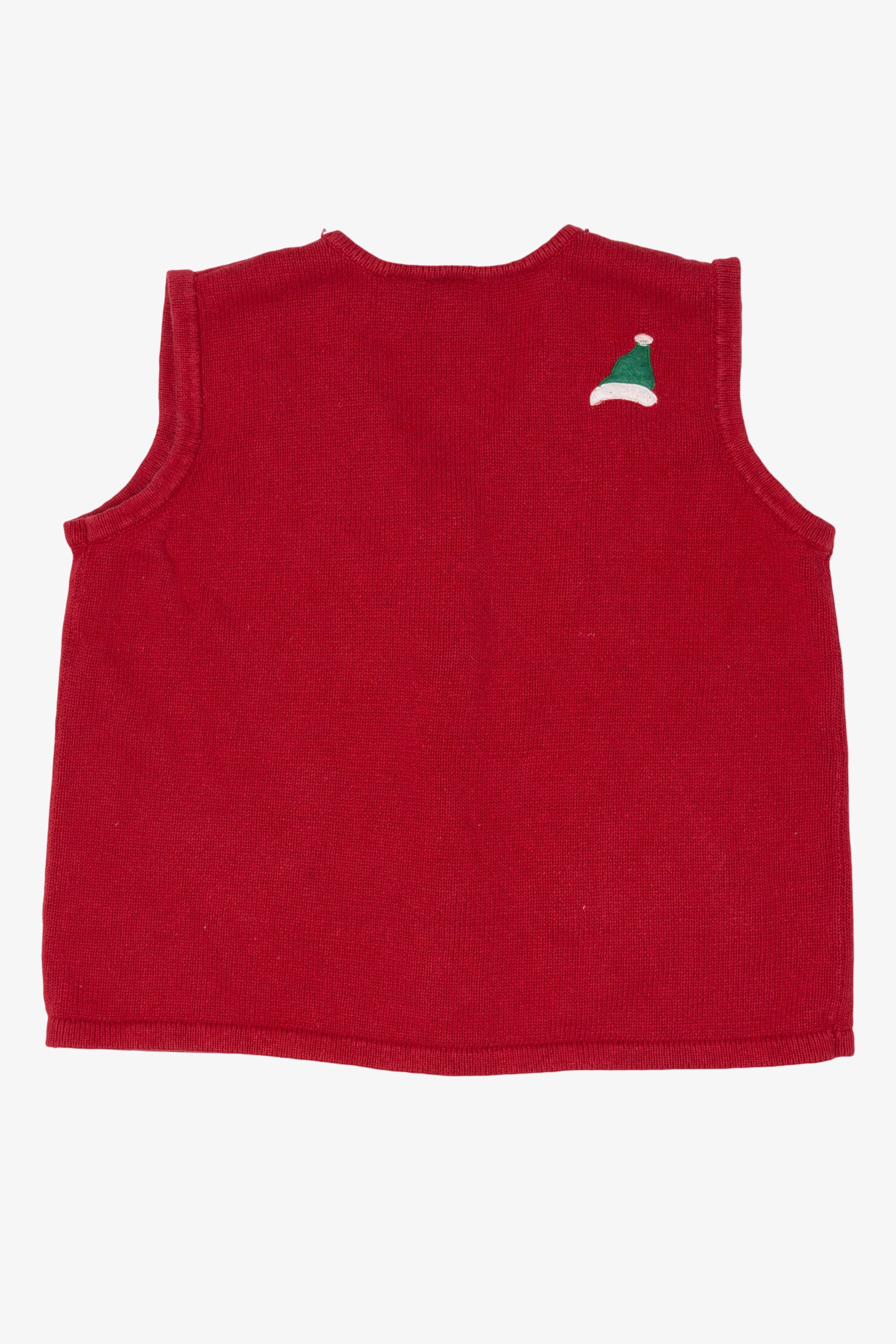Vintage Red Bobbie Brooks Snowmen Skiing Ugly Christmas Vest (1990s)