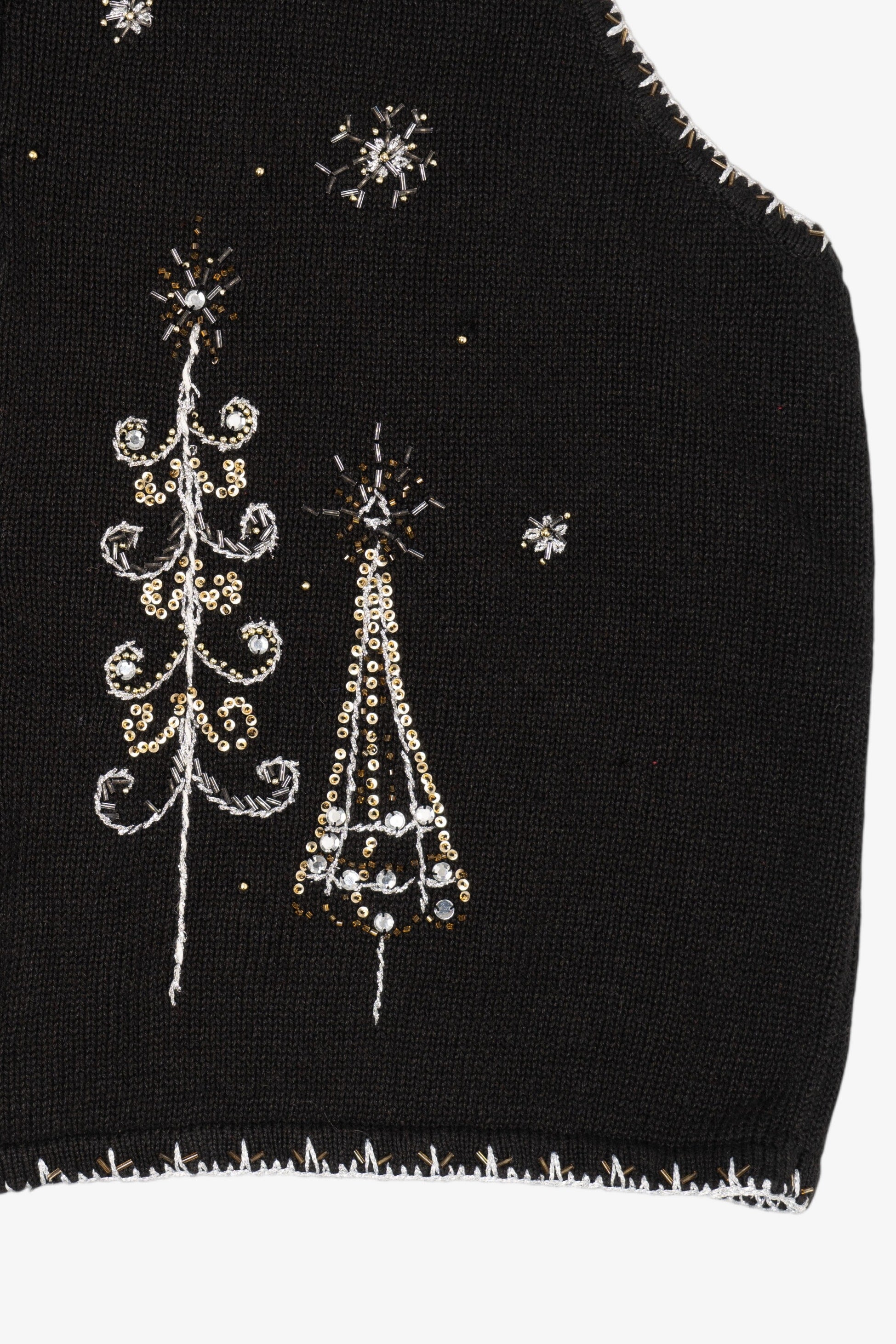 Vintage Black White Stag Trees Ugly Christmas Vest (1990s)