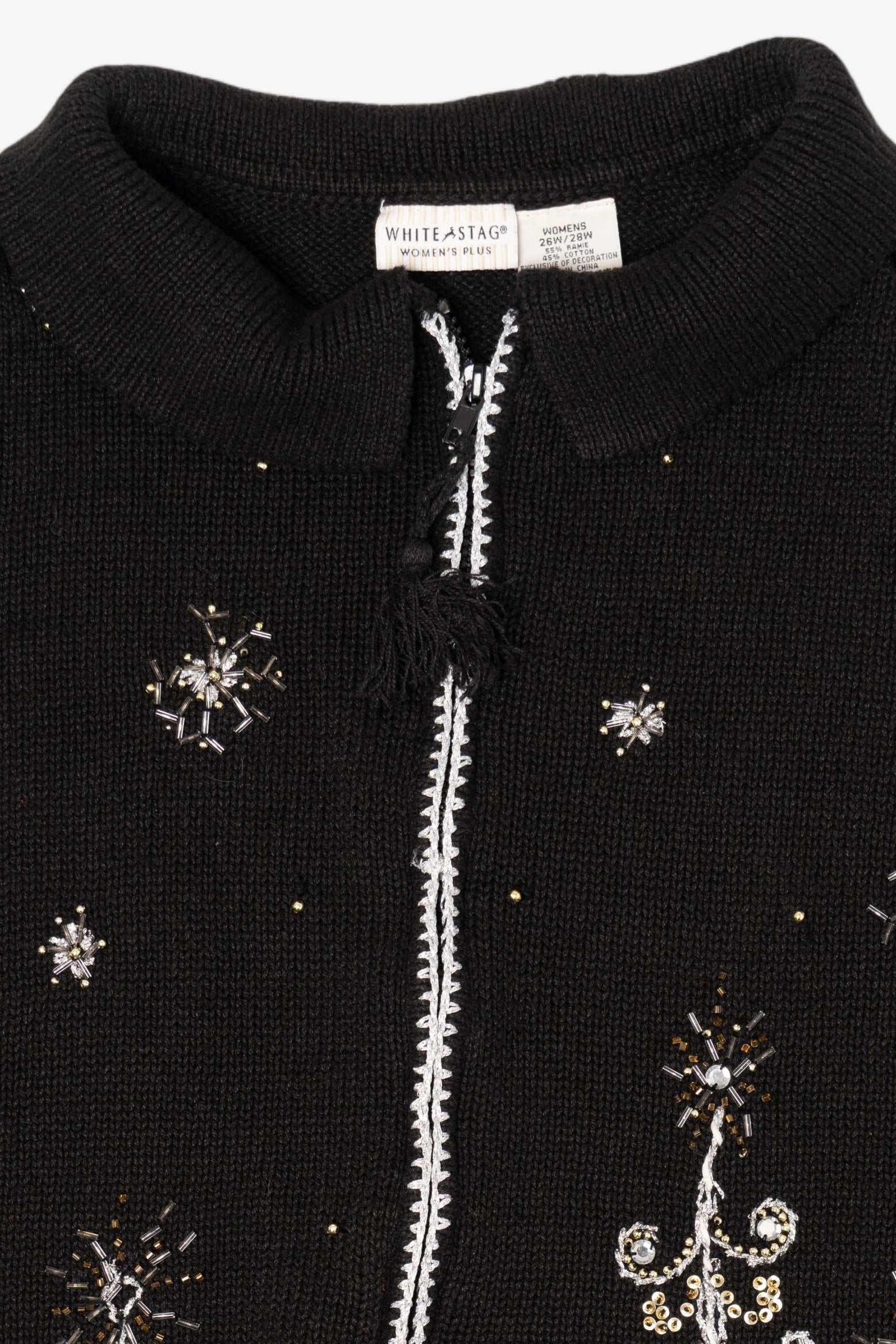 Vintage Black White Stag Trees Ugly Christmas Vest (1990s)