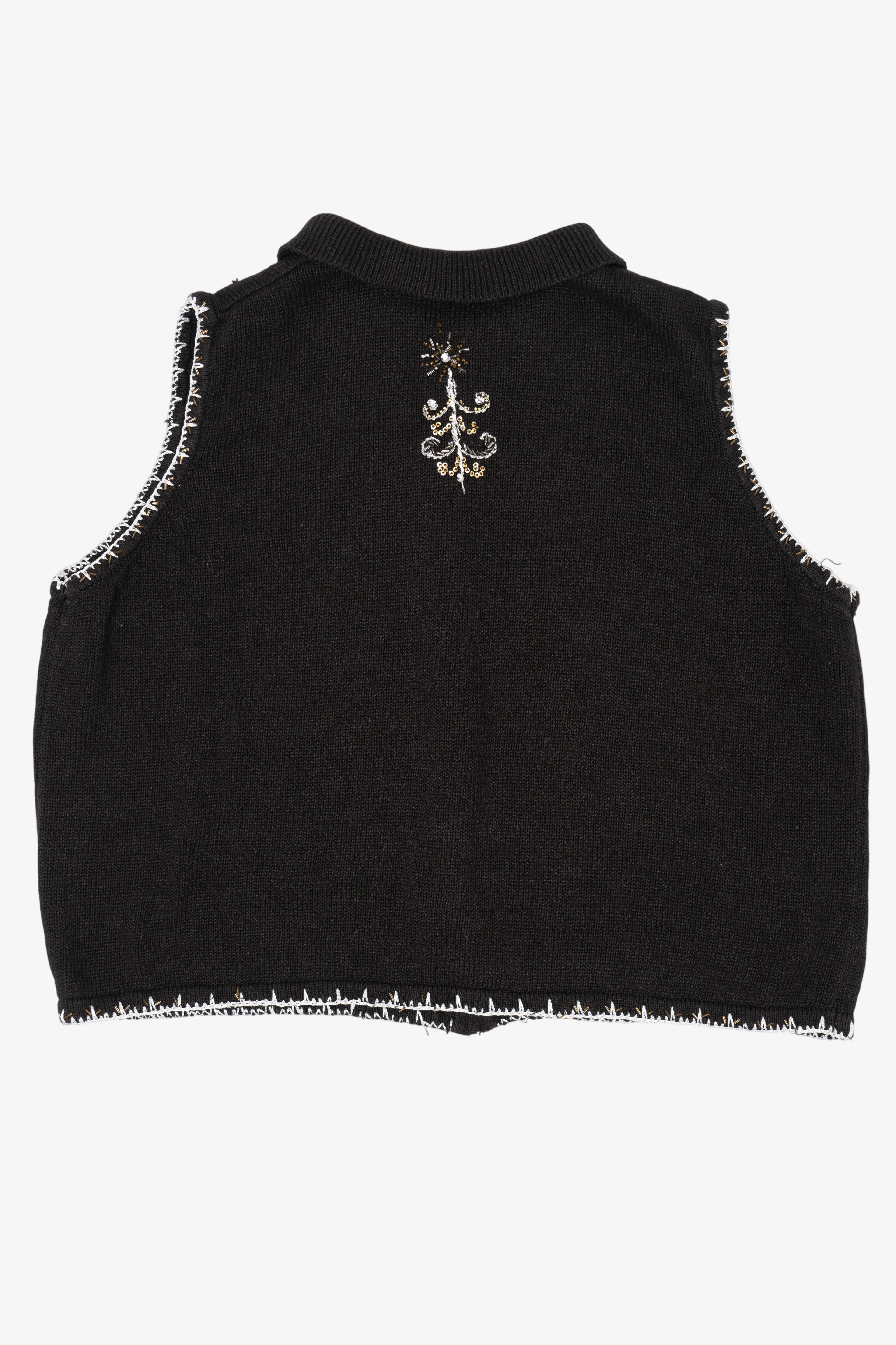 Vintage Black White Stag Trees Ugly Christmas Vest (1990s)