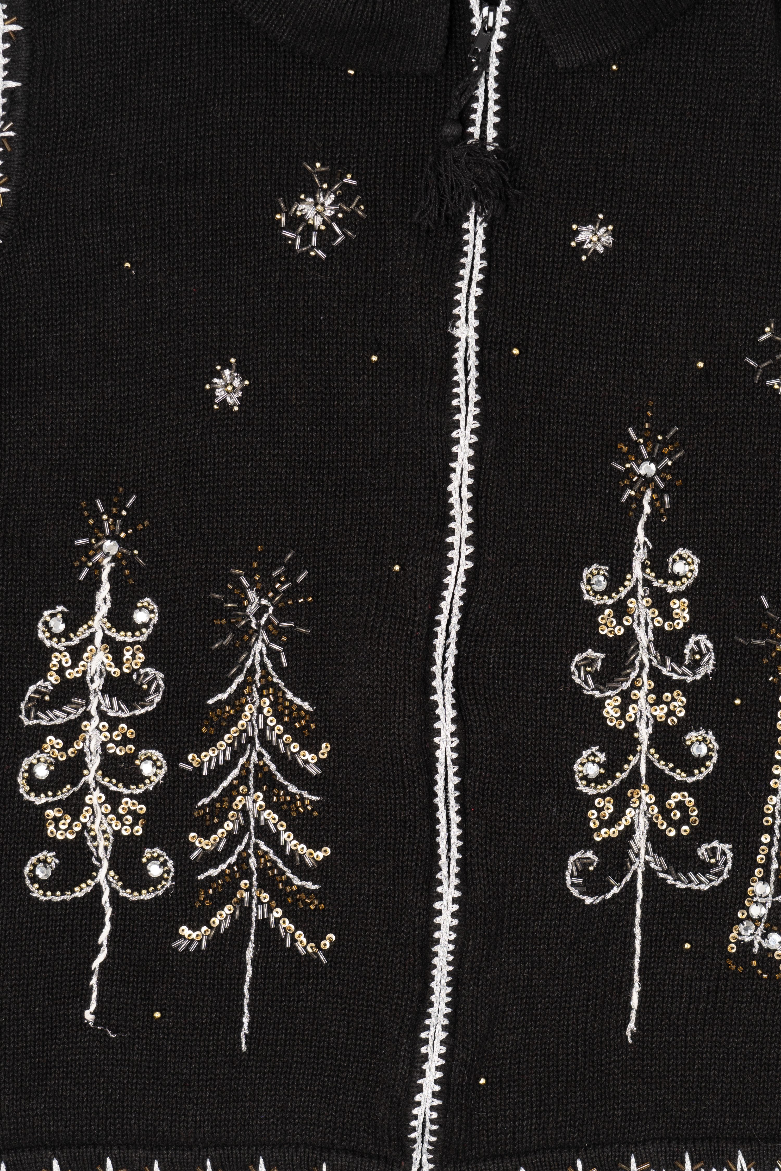 Vintage Black White Stag Trees Ugly Christmas Vest (1990s)