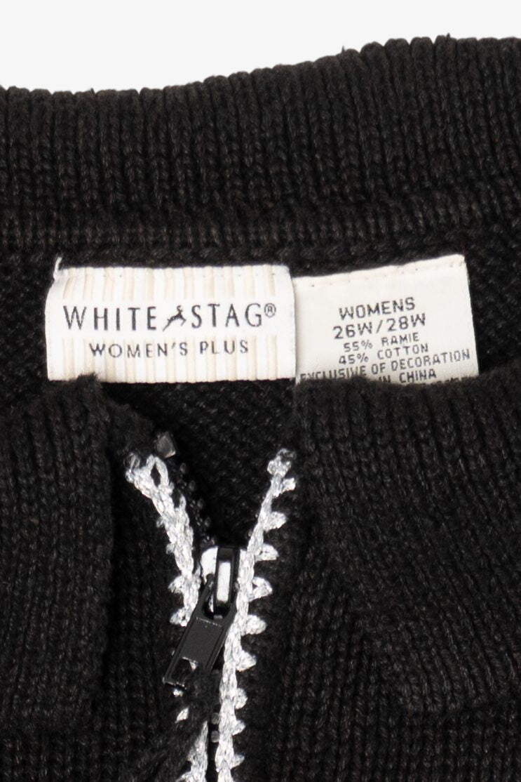Vintage Black White Stag Trees Ugly Christmas Vest (1990s)
