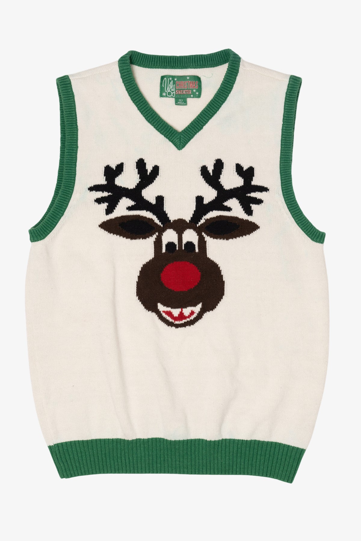 White Ugly Christmas Sweater Rudolph Reindeer Vest (2010s)