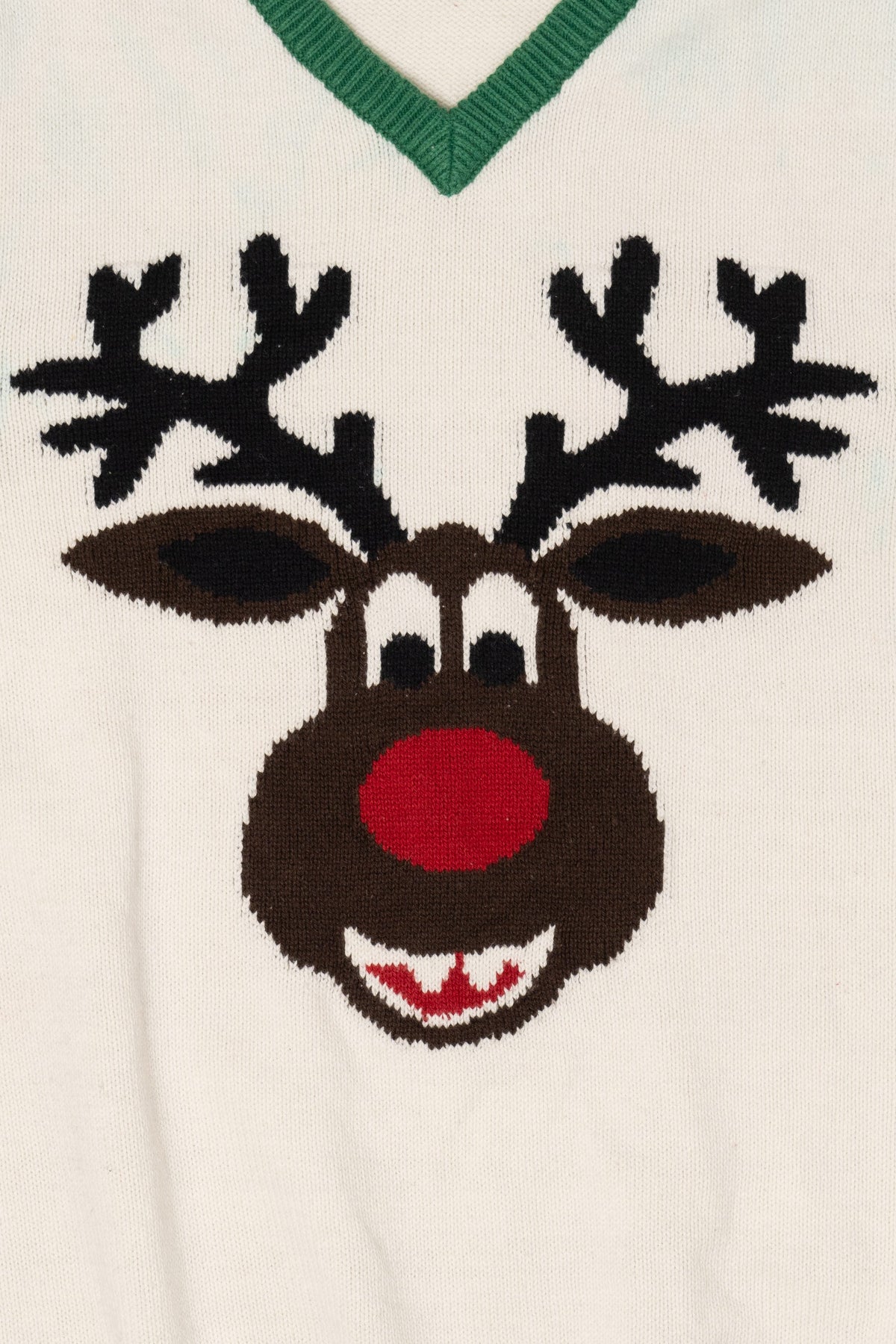 White Ugly Christmas Sweater Rudolph Reindeer Vest (2010s)