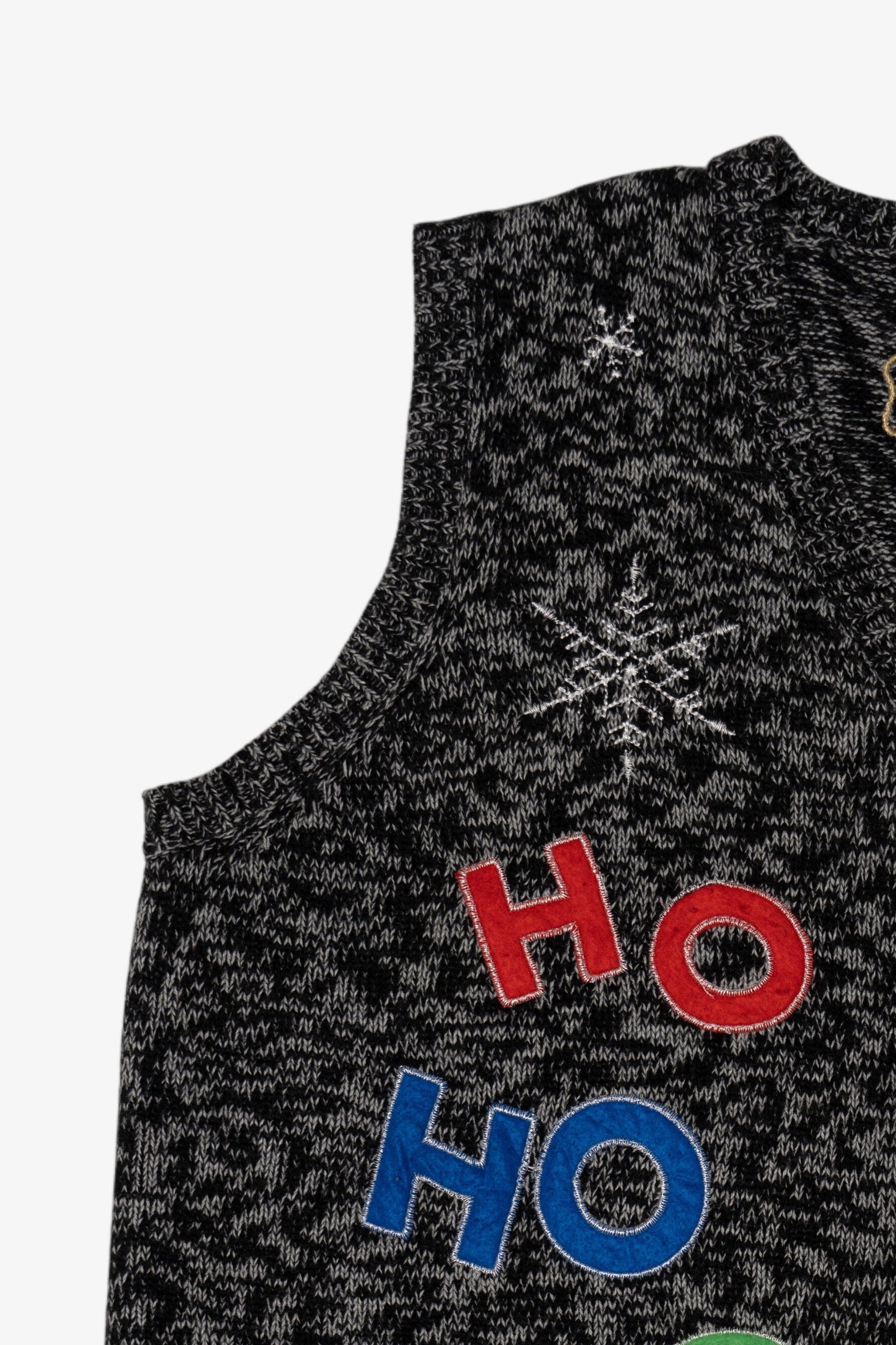 Vintage Dark Gray Holiday Time Santa "Ho Ho Ho" Ugly Christmas Vest (2000s)
