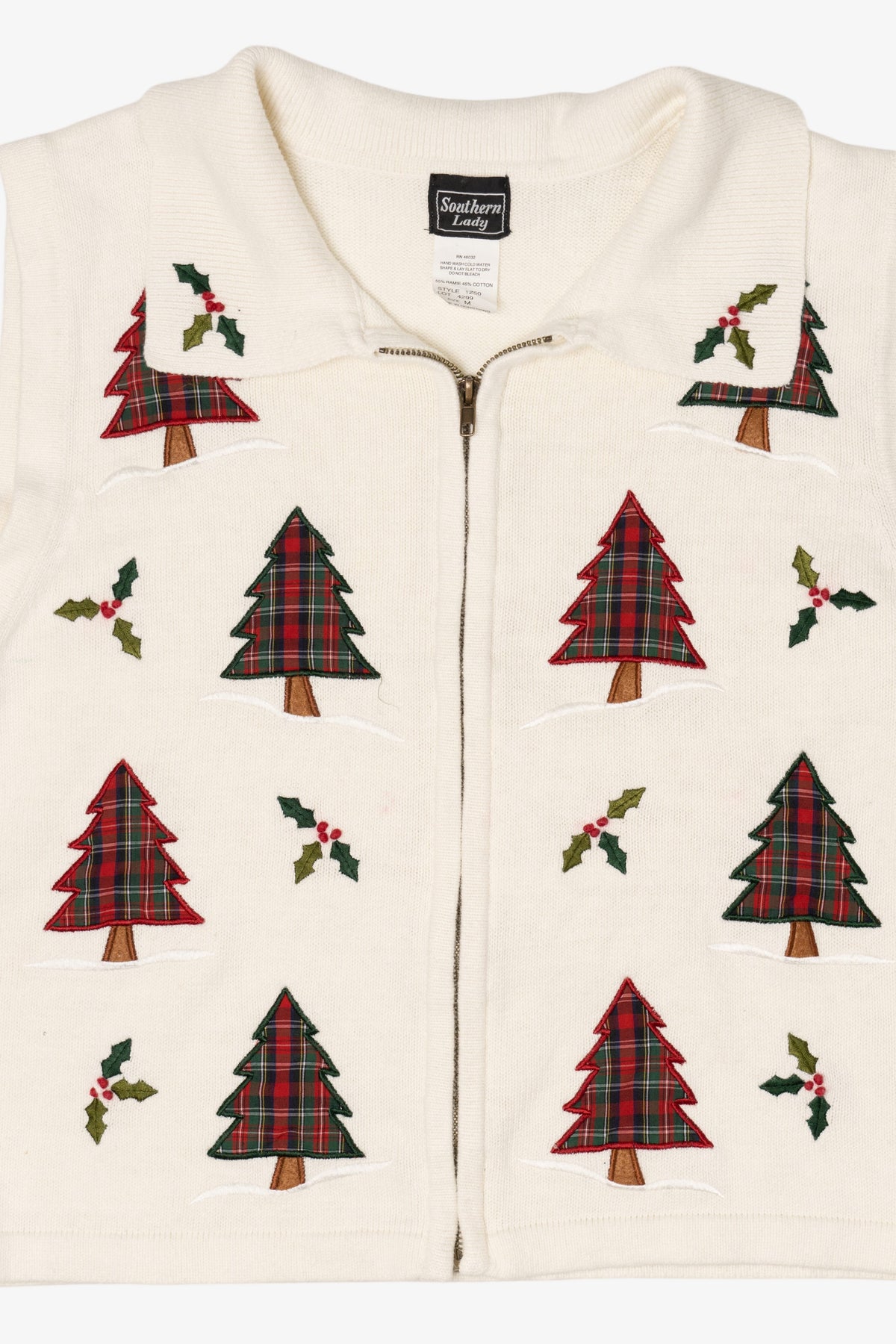 Vintage White Southern Lady Trees Ugly Christmas Vest (1990s)