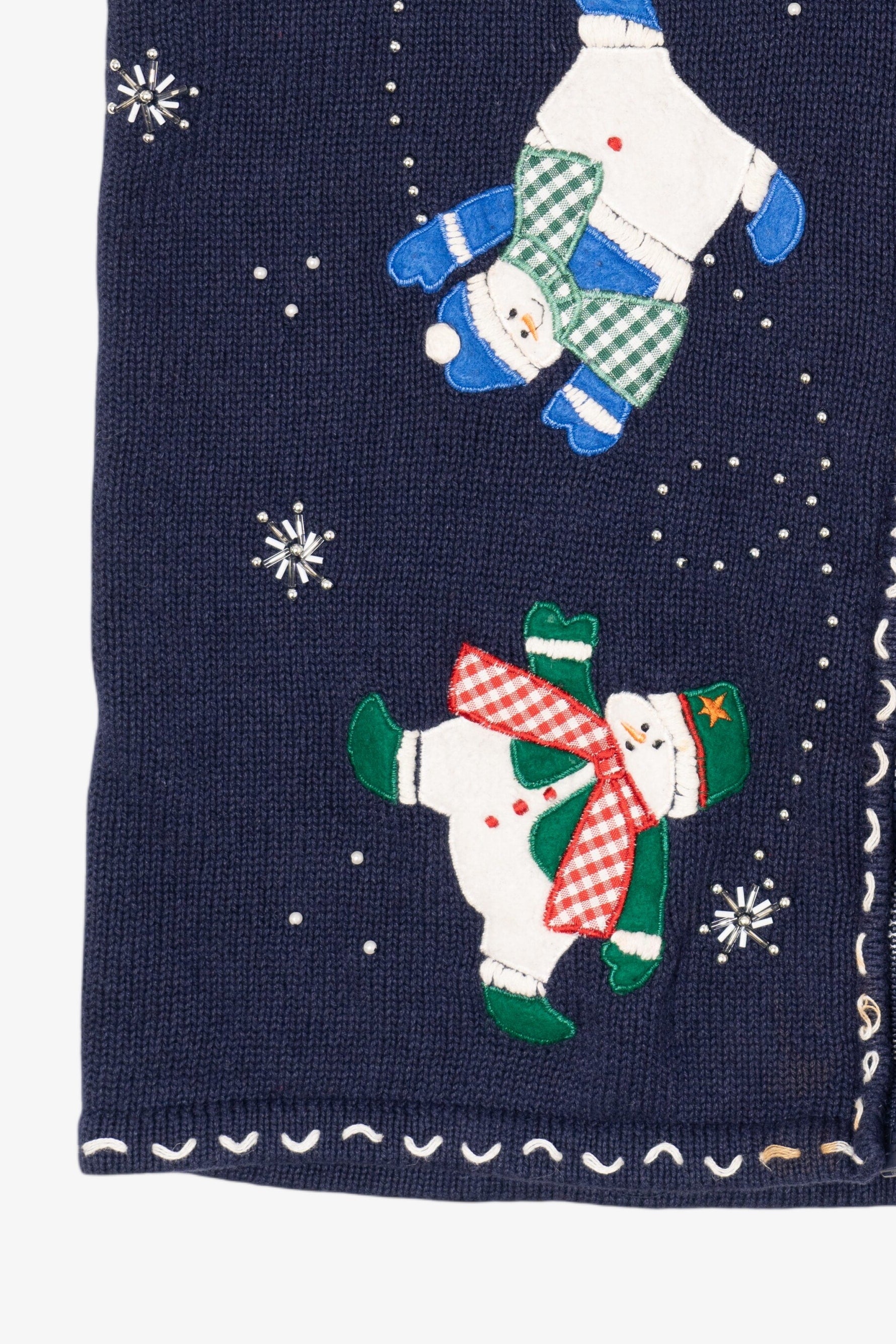 Vintage Blue Snowmen Ugly Christmas Vest (1990s)