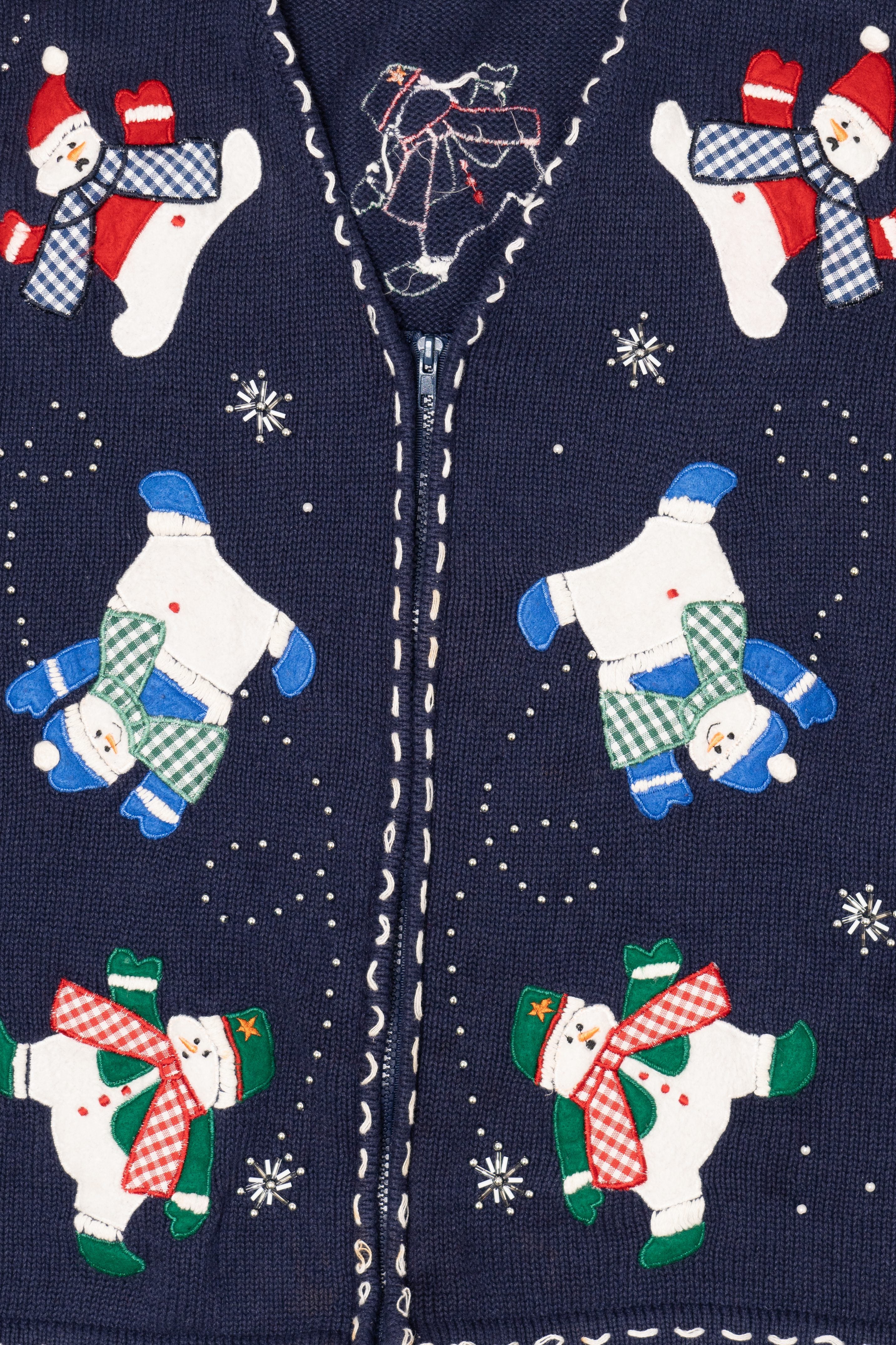 Vintage Blue Snowmen Ugly Christmas Vest (1990s)