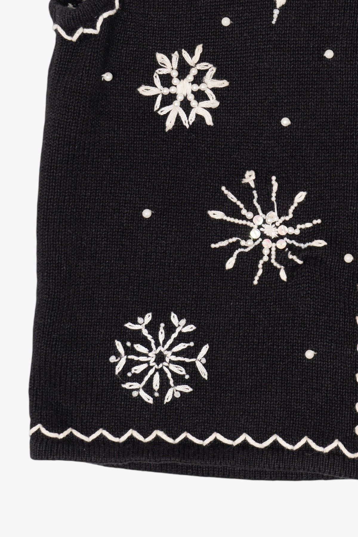 Vintage Black Mercer Street Studio Snowflakes Ugly Christmas Vest (2000s)