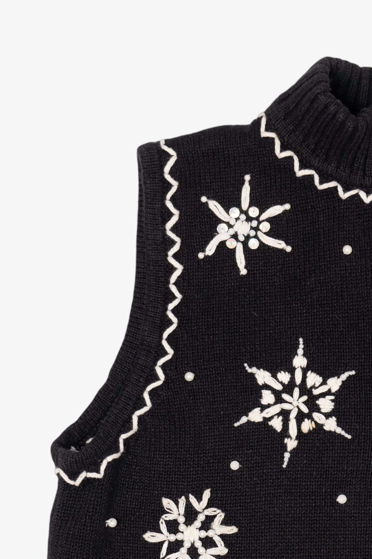 Vintage Black Mercer Street Studio Snowflakes Ugly Christmas Vest (2000s)