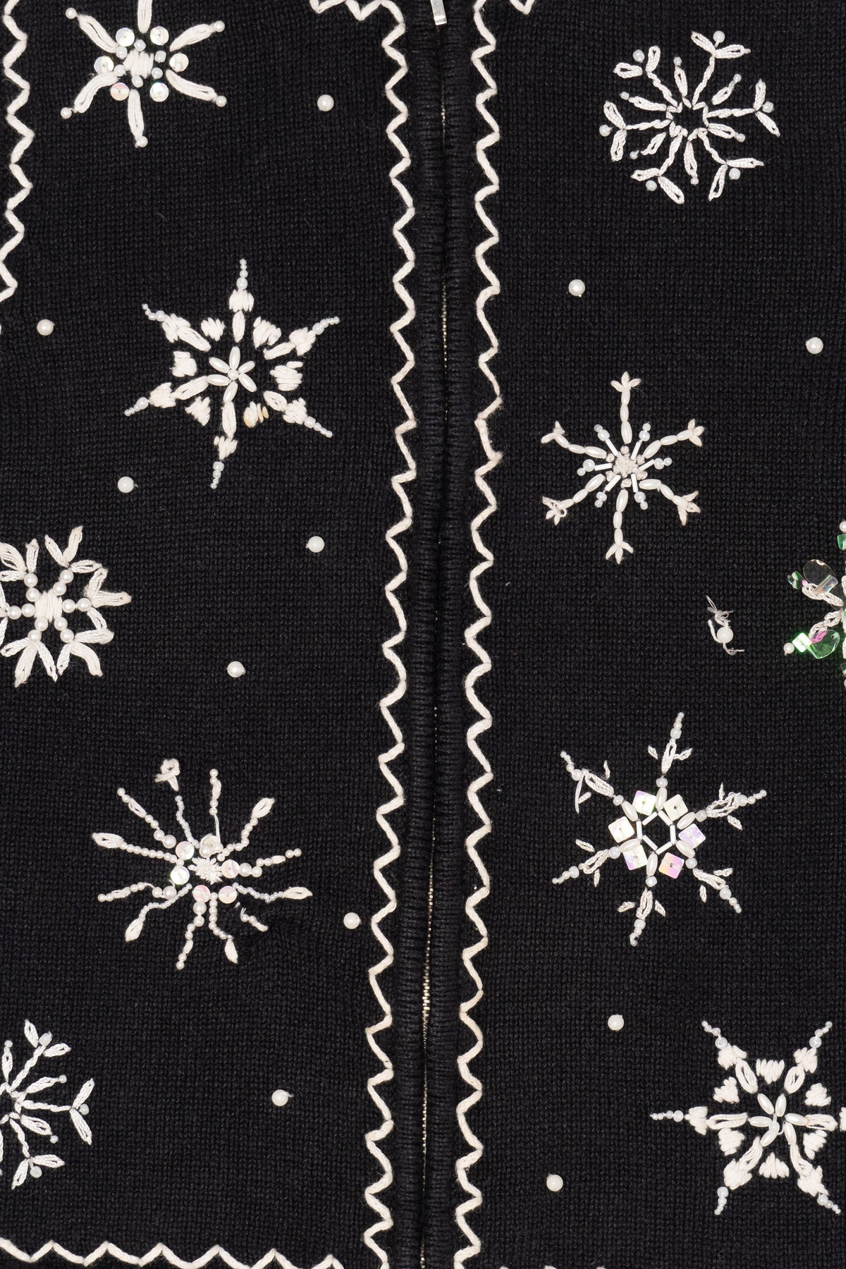 Vintage Black Mercer Street Studio Snowflakes Ugly Christmas Vest (2000s)