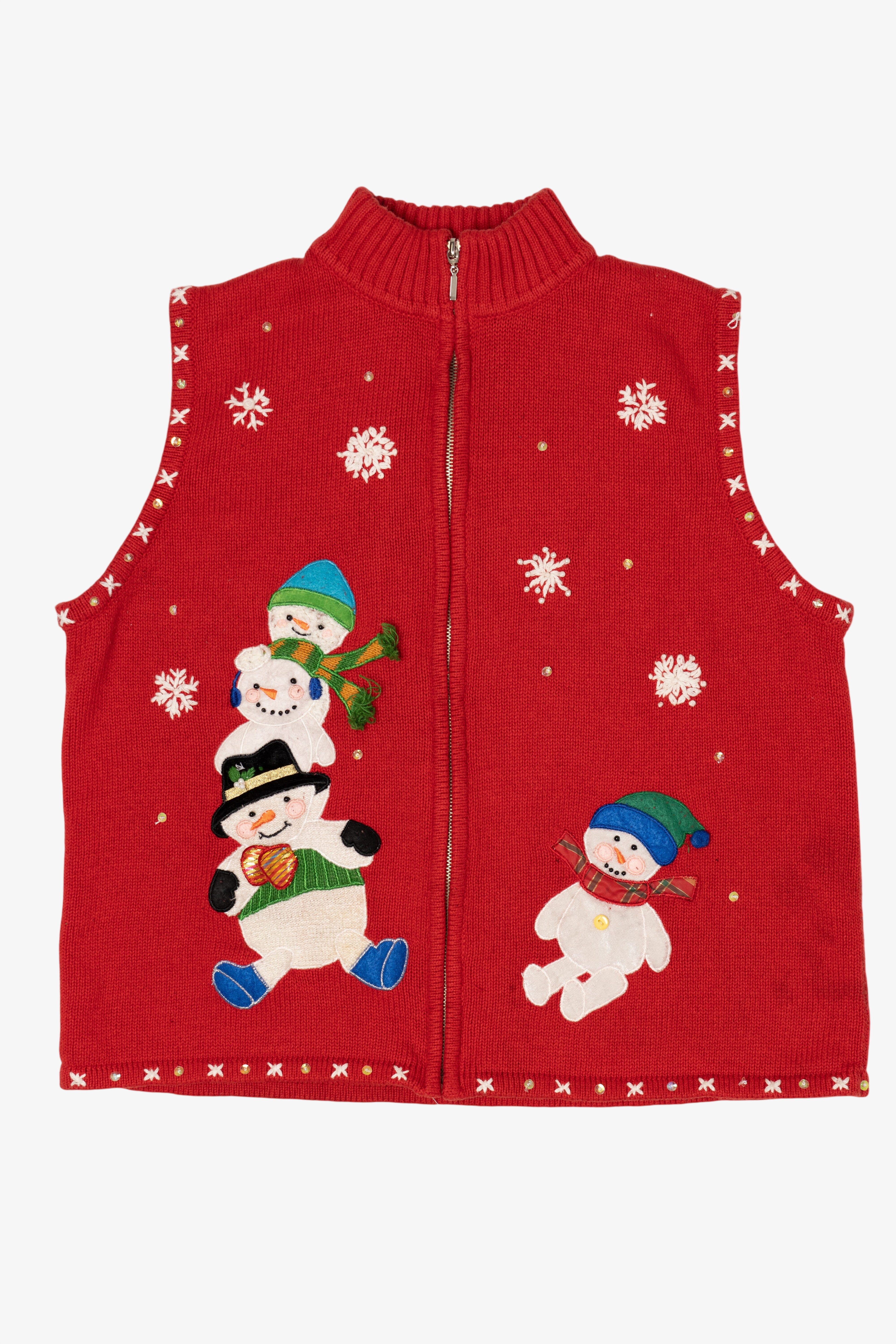 Vintage Red Mercer Street Studio Snowmen Ugly Christmas Vest