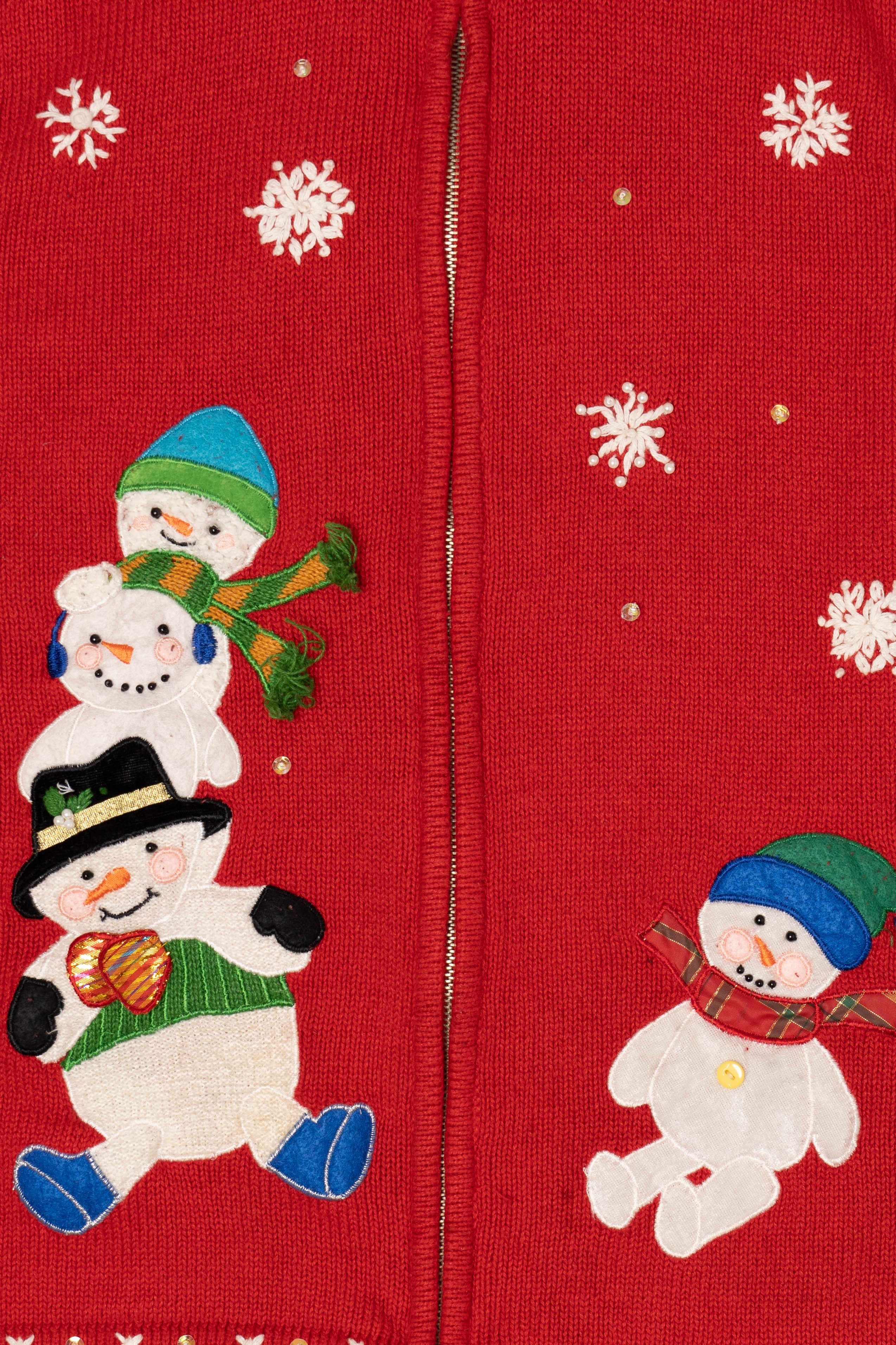 Vintage Red Mercer Street Studio Snowmen Ugly Christmas Vest