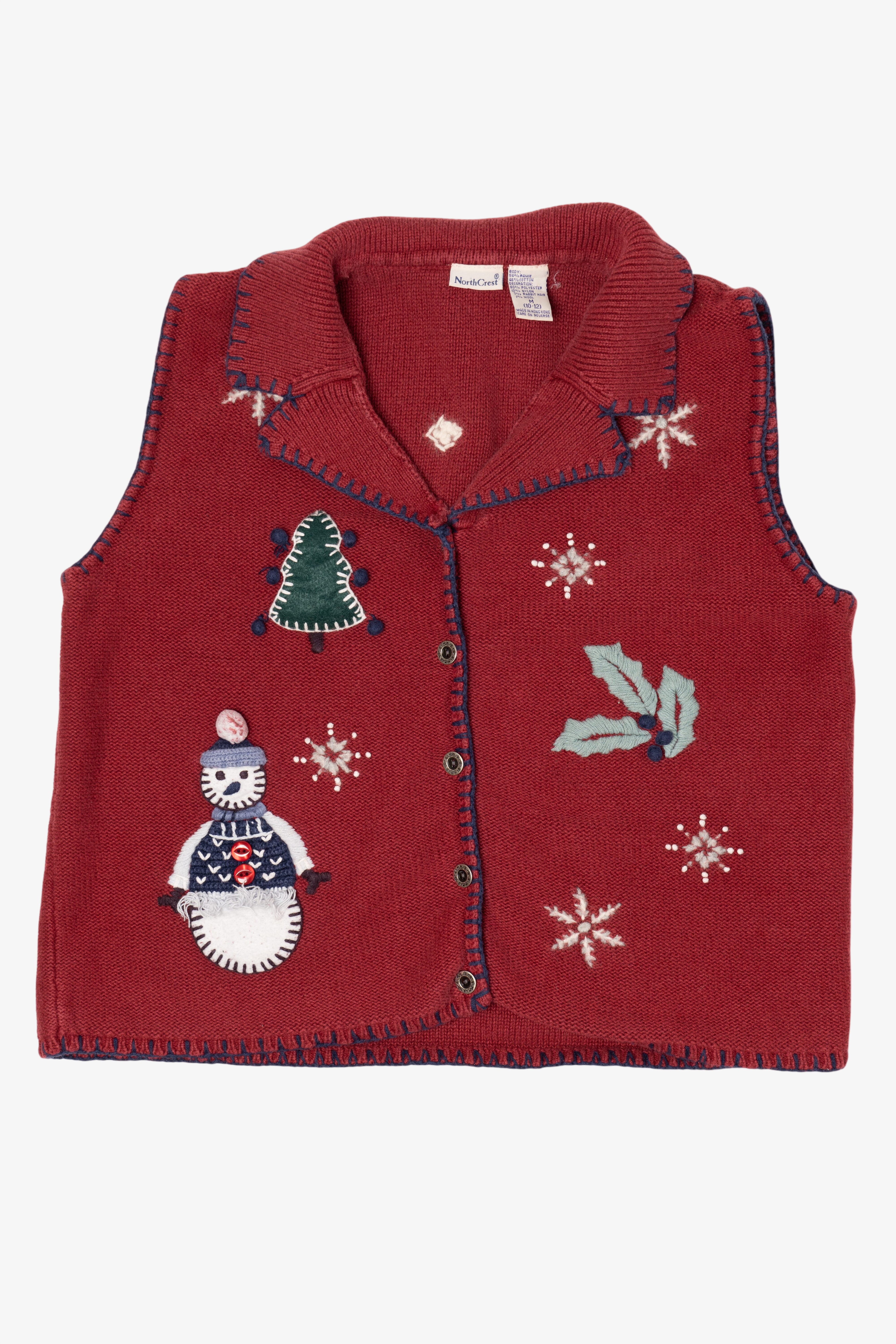 Vintage Red North Crest Ugly Christmas Vest (1990s)