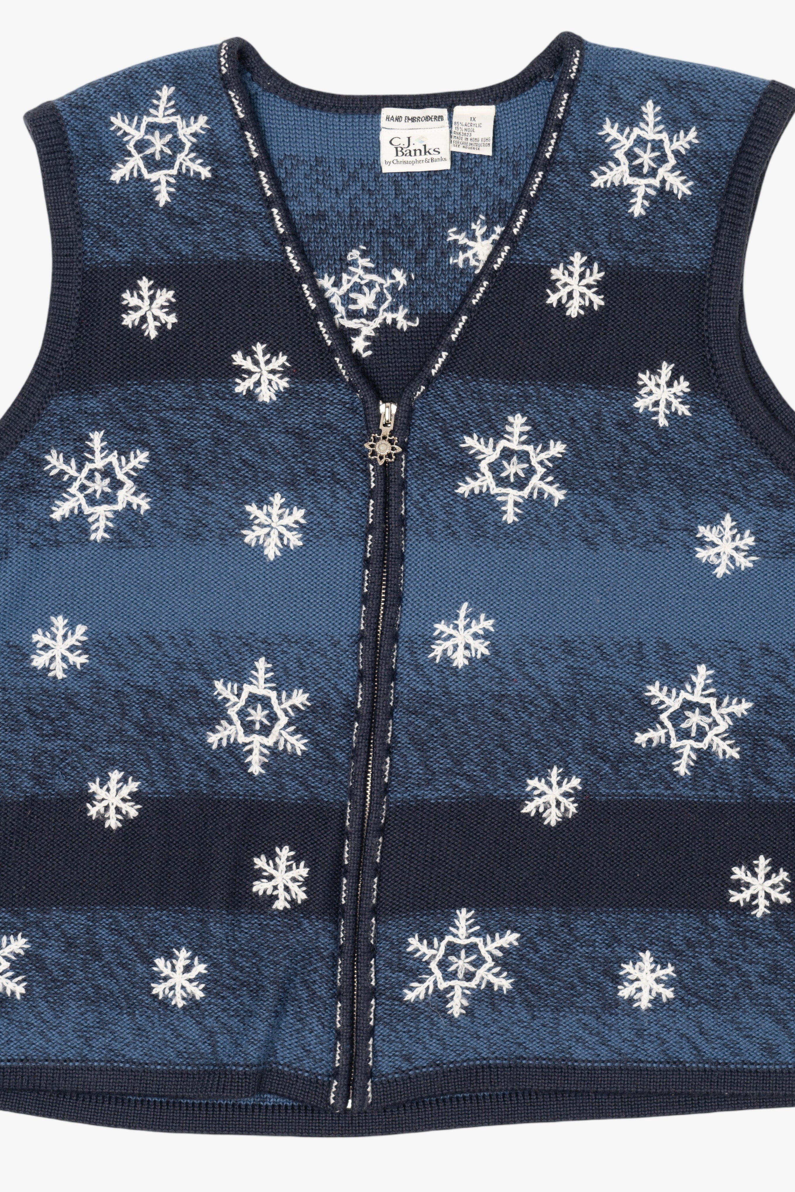 Vintage Blue C.J Banks Snowflakes Ugly Christmas Vest (2000s)
